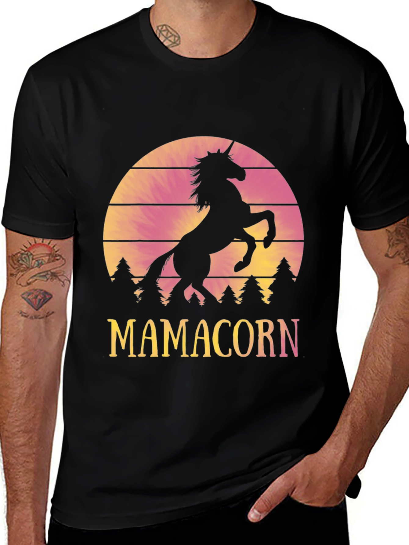 Variant 10 of Mamacorn Unicorn Graphic Tee - Black