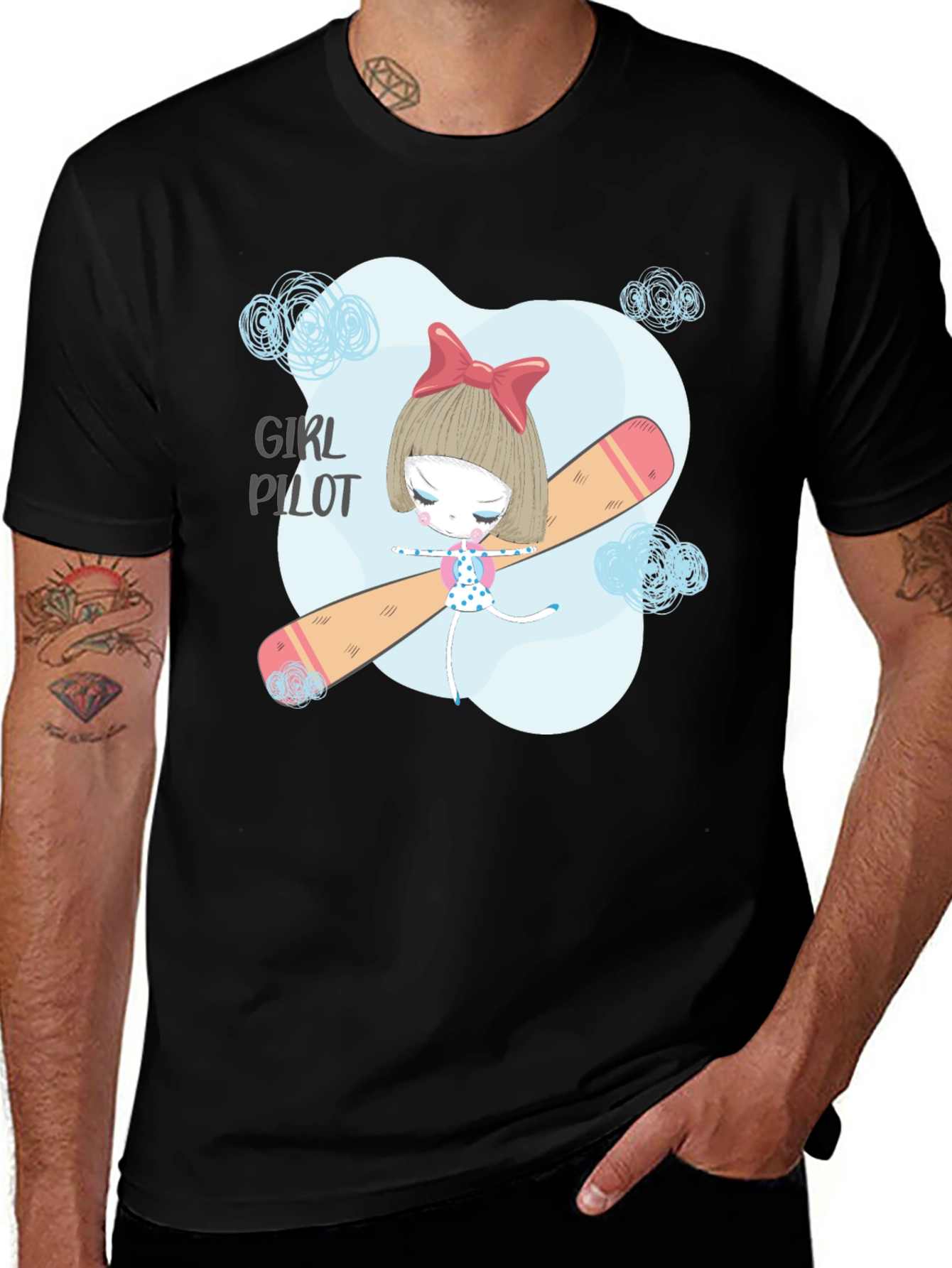 Girl Pilot Tee - Cute Graphic Design