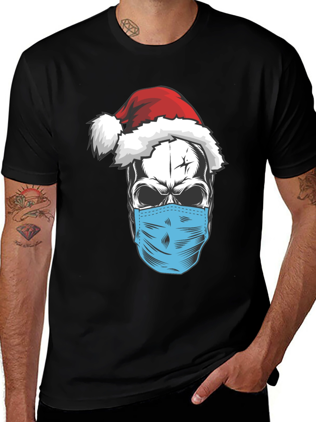 Variant 27 of Skull Santa Mask T-Shirt - Holiday Humor