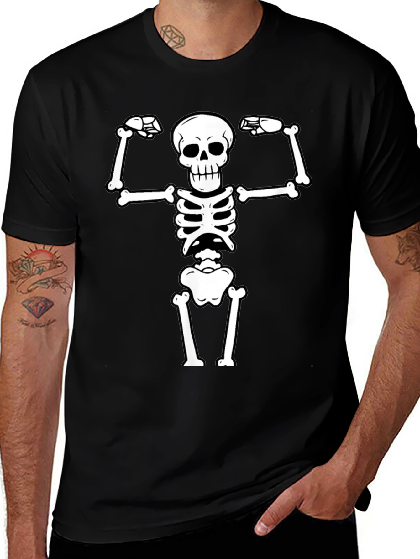 Variant 3 of Skeleton Flex T-Shirt - Black Graphic Tee
