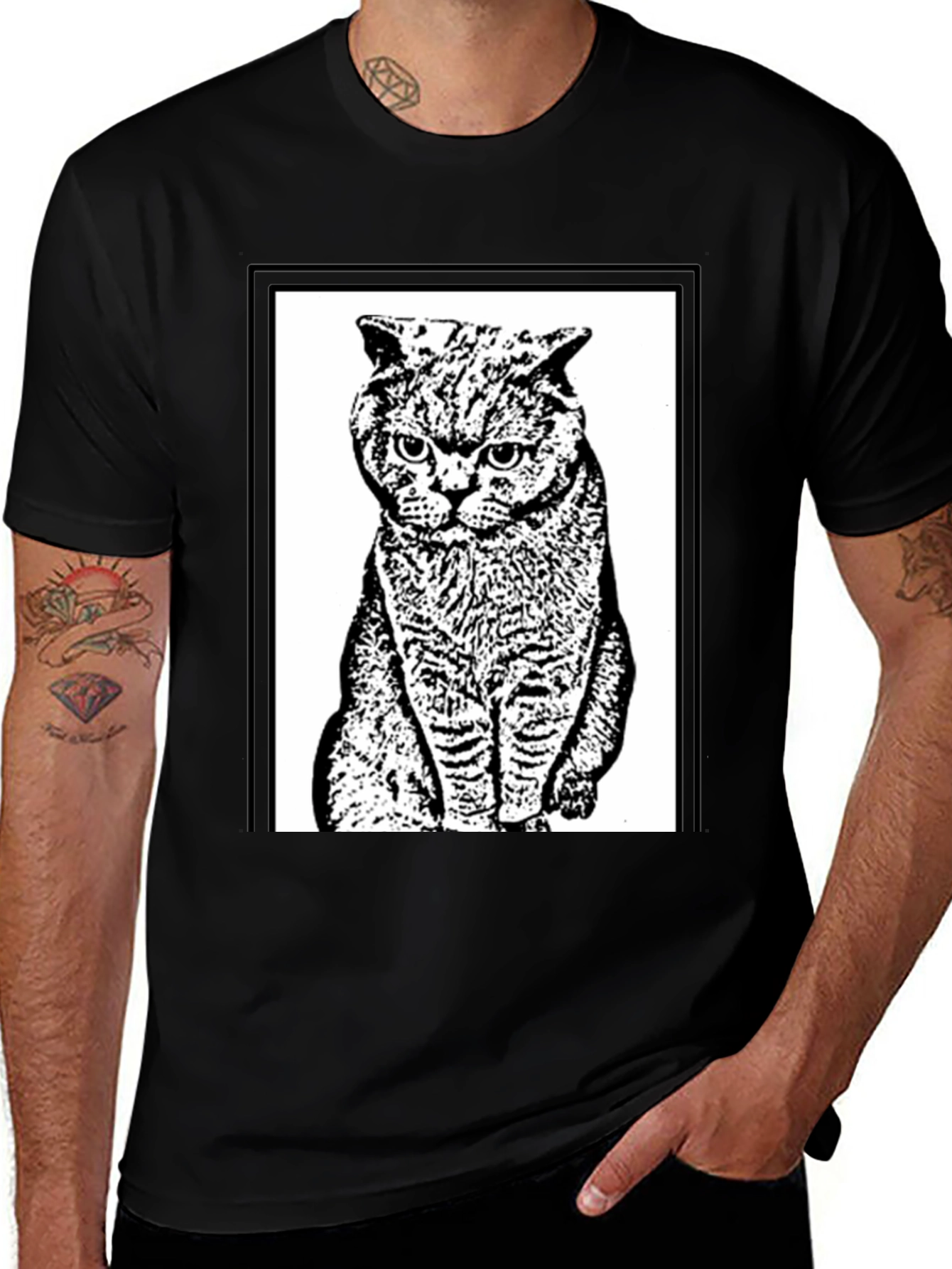 Variant 9 of Grumpy Cat Graphic Tee - Black Cotton Comfort