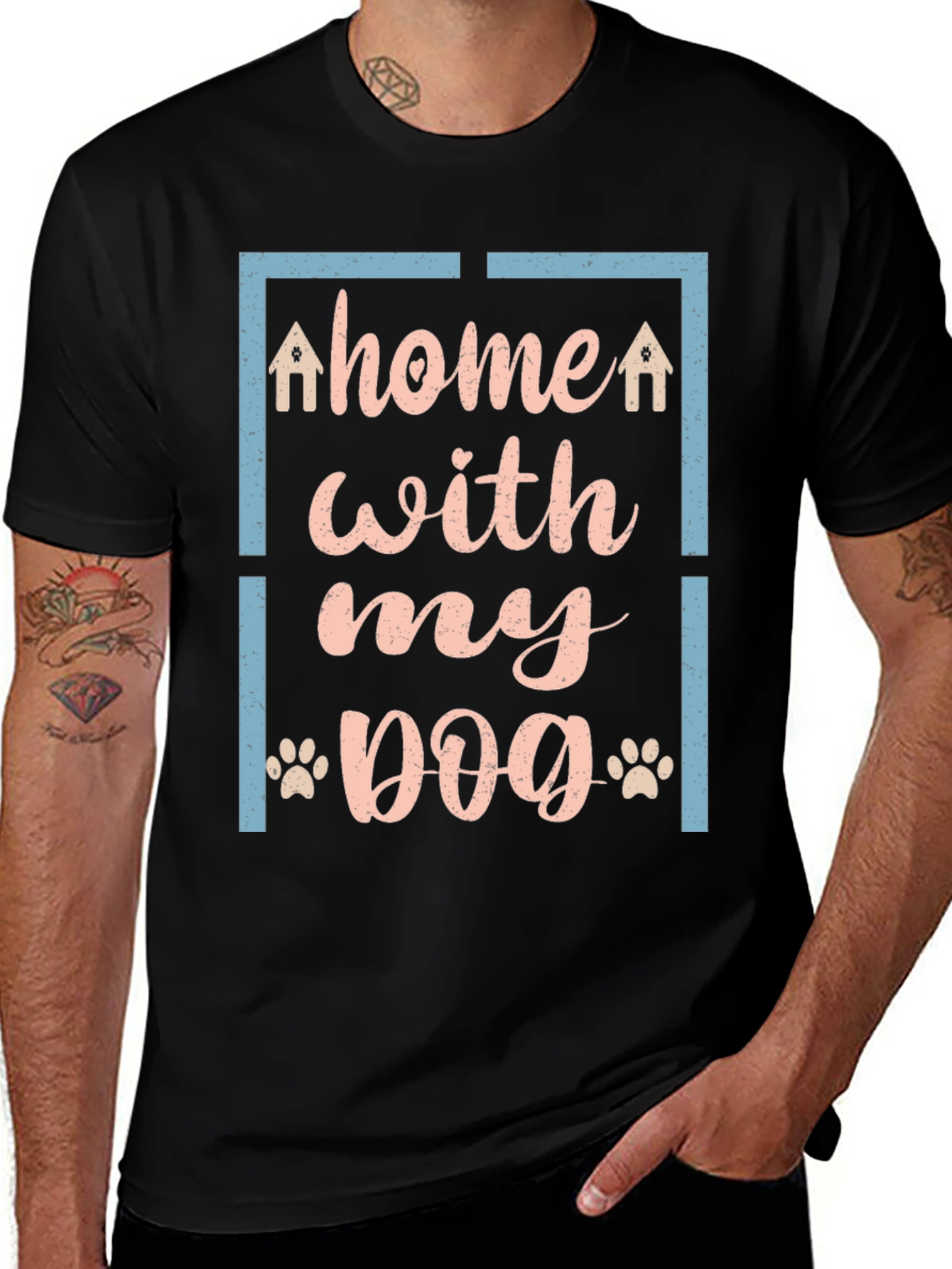 Variant 28 of Home With My Dog Graphic Tee - Cute Pet Lover Shirt