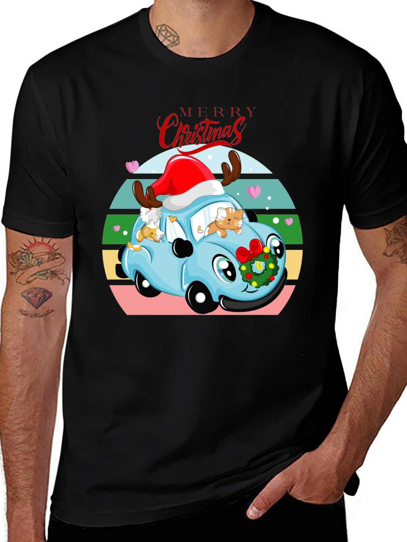 Merry Christmas Cats Car T-Shirt
