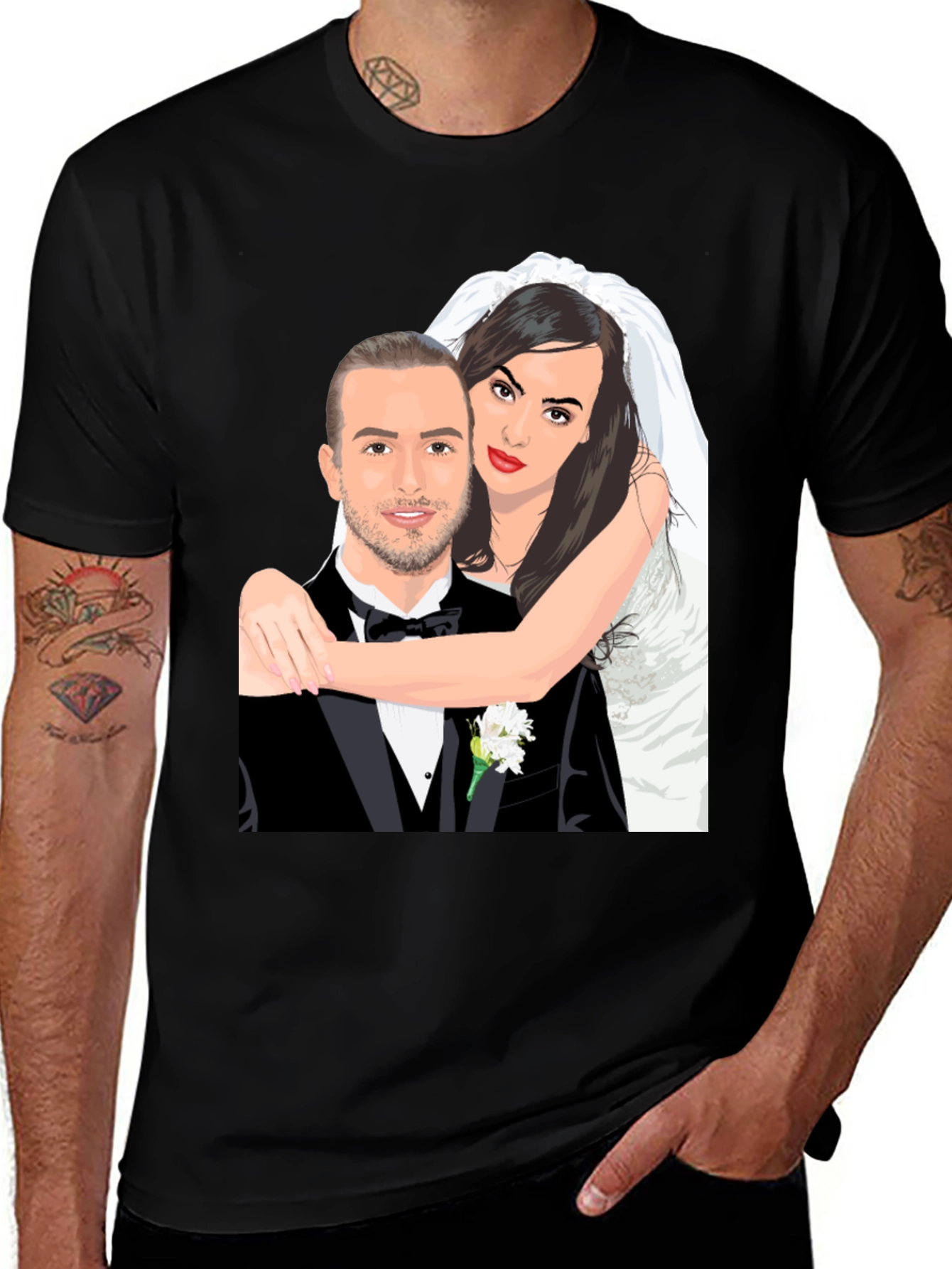 Cartoon Wedding Portrait T-Shirt