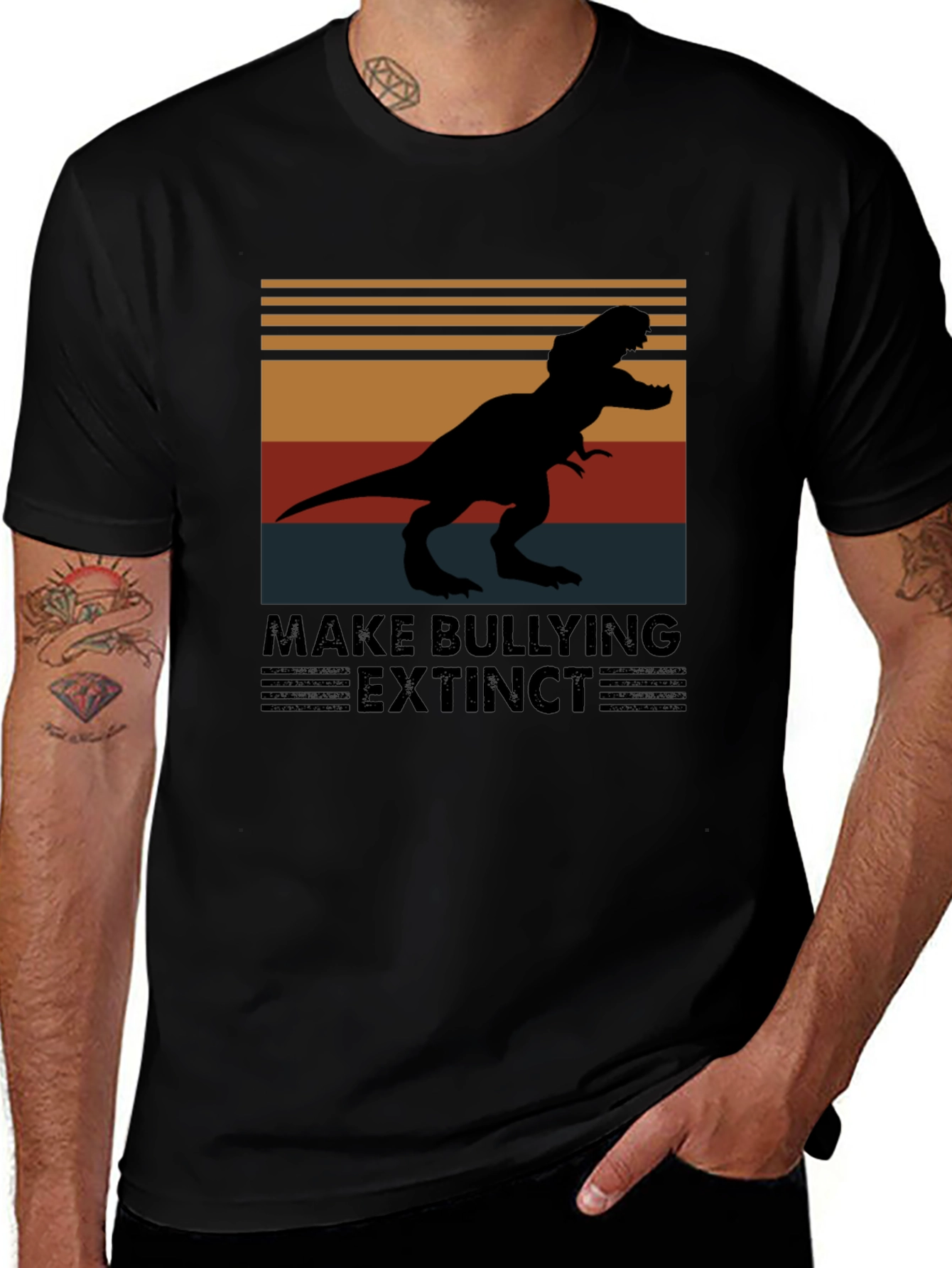 Variant 7 of Extinct Bullying T-Shirt, Dinosaur Design