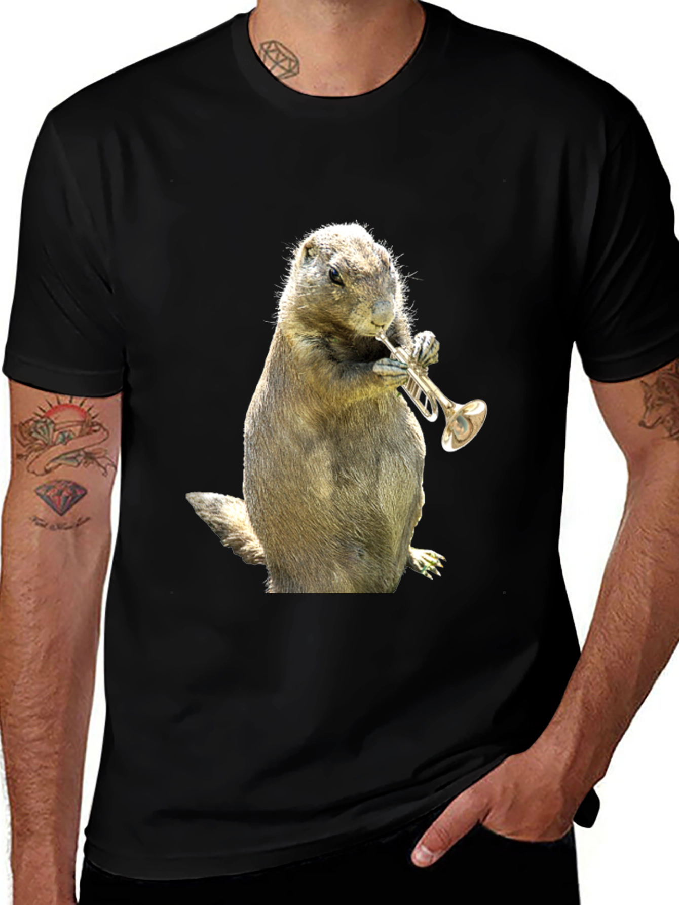 Variant 5 of Funny Prairie Dog Trumpet Player Graphic T-Shirt