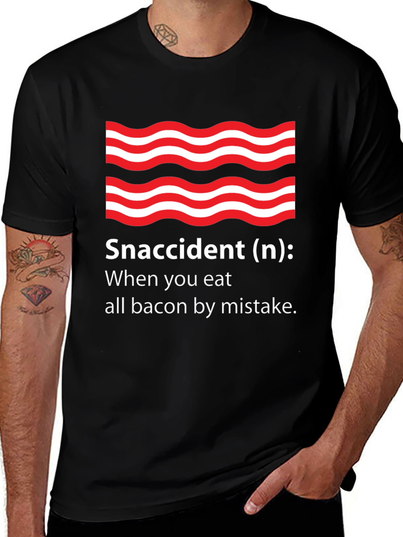 Variant 30 of Snaccident Bacon Humor T-Shirt - Eat All The Bacon!