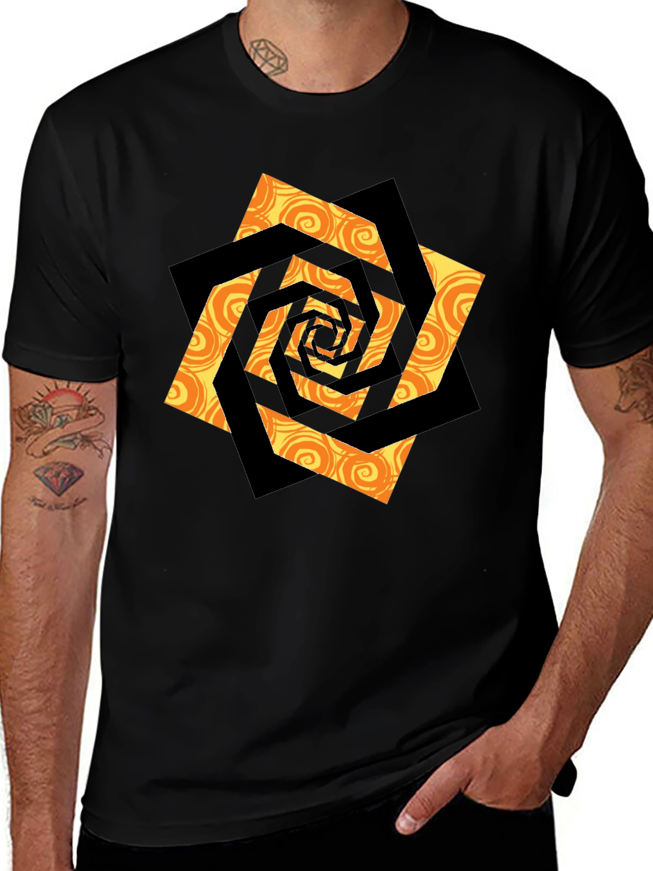 Variant 3 of Swirl Geometric Graphic Black T-Shirt