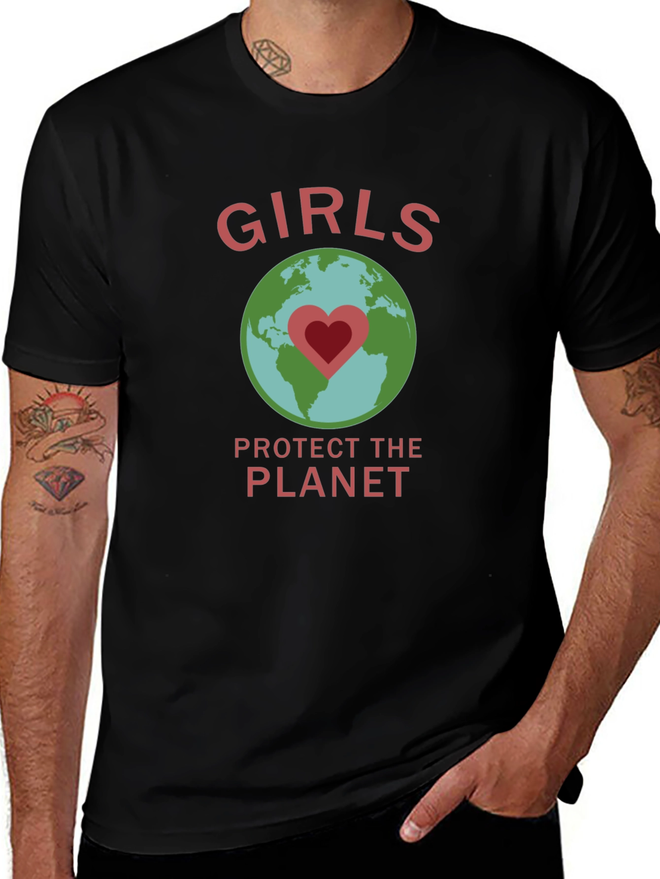 Variant 15 of Girls Protect the Planet Earth Heart Graphic T-Shirt