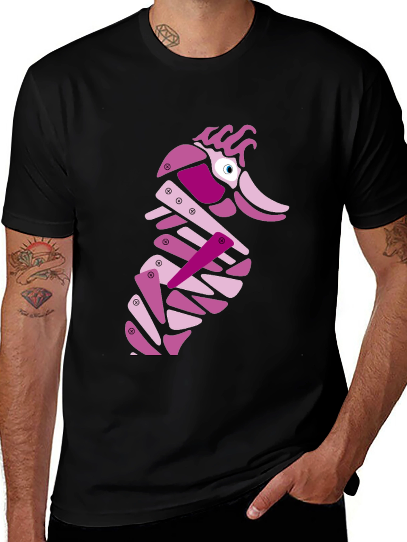 Variant 17 of Funky Seahorse Graphic Tee - Black
