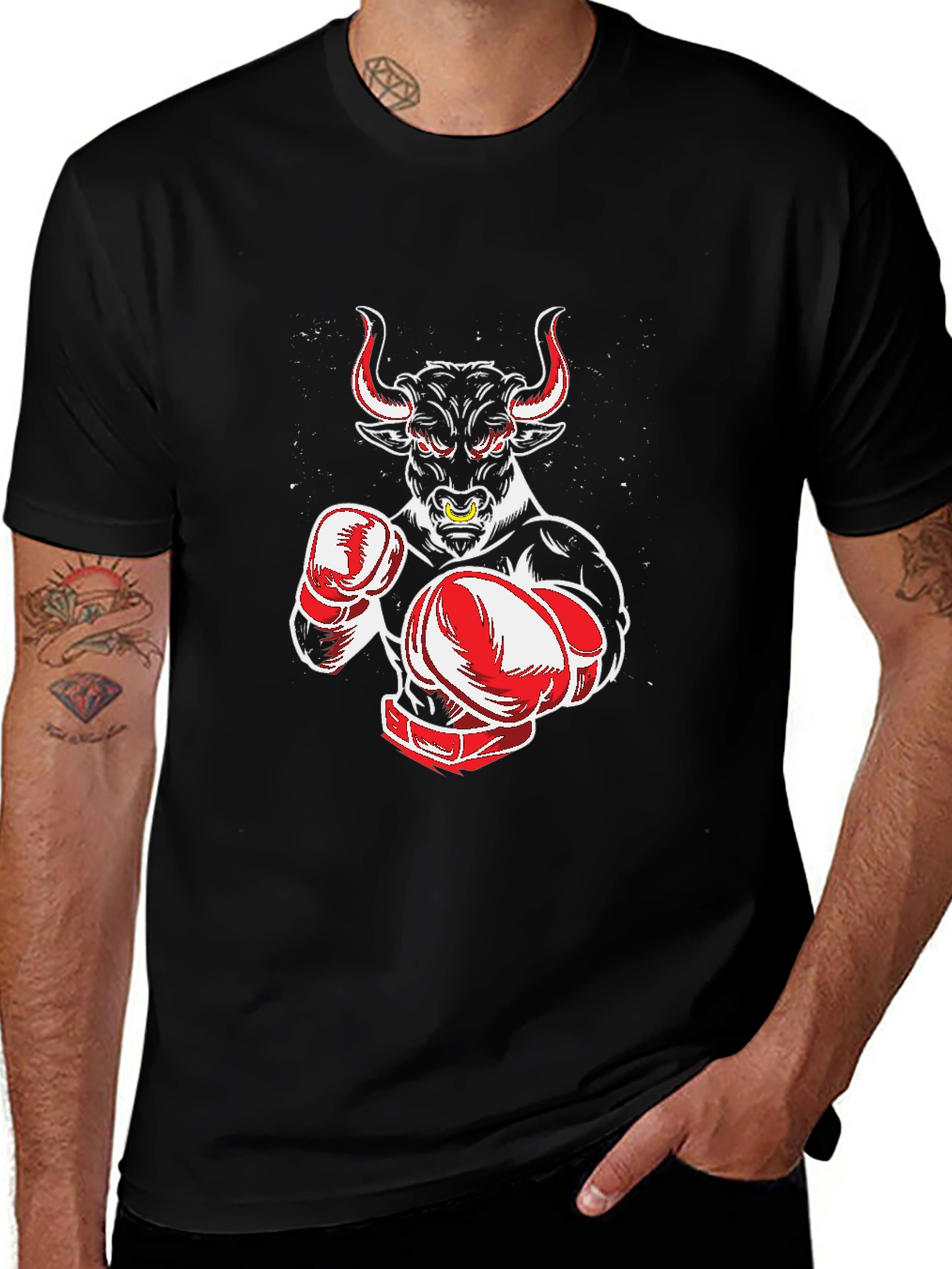 Variant 25 of Boxing Bull Graphic Tee - Black