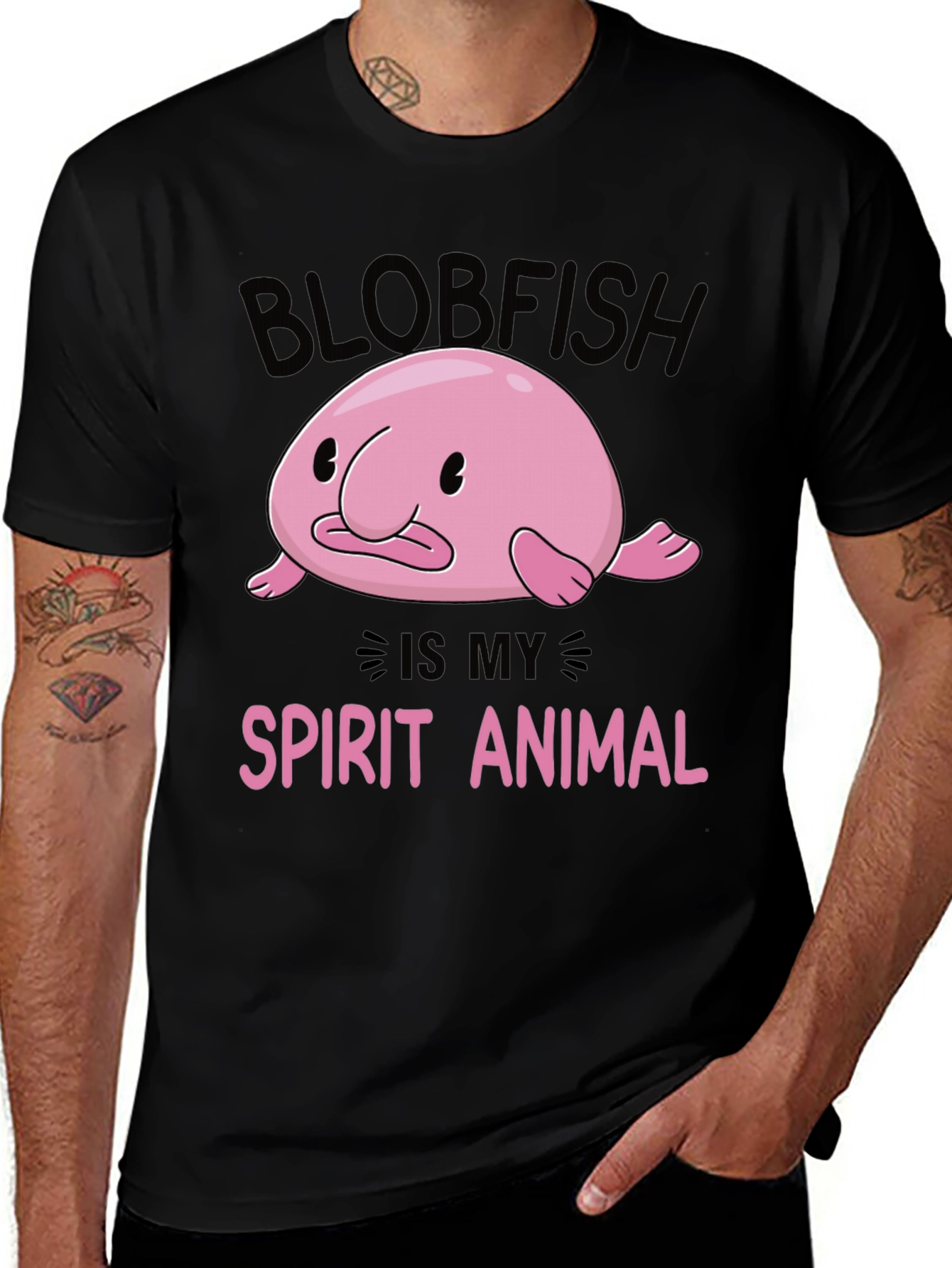 Variant 27 of Blobfish Spirit Animal Black Graphic T-Shirt