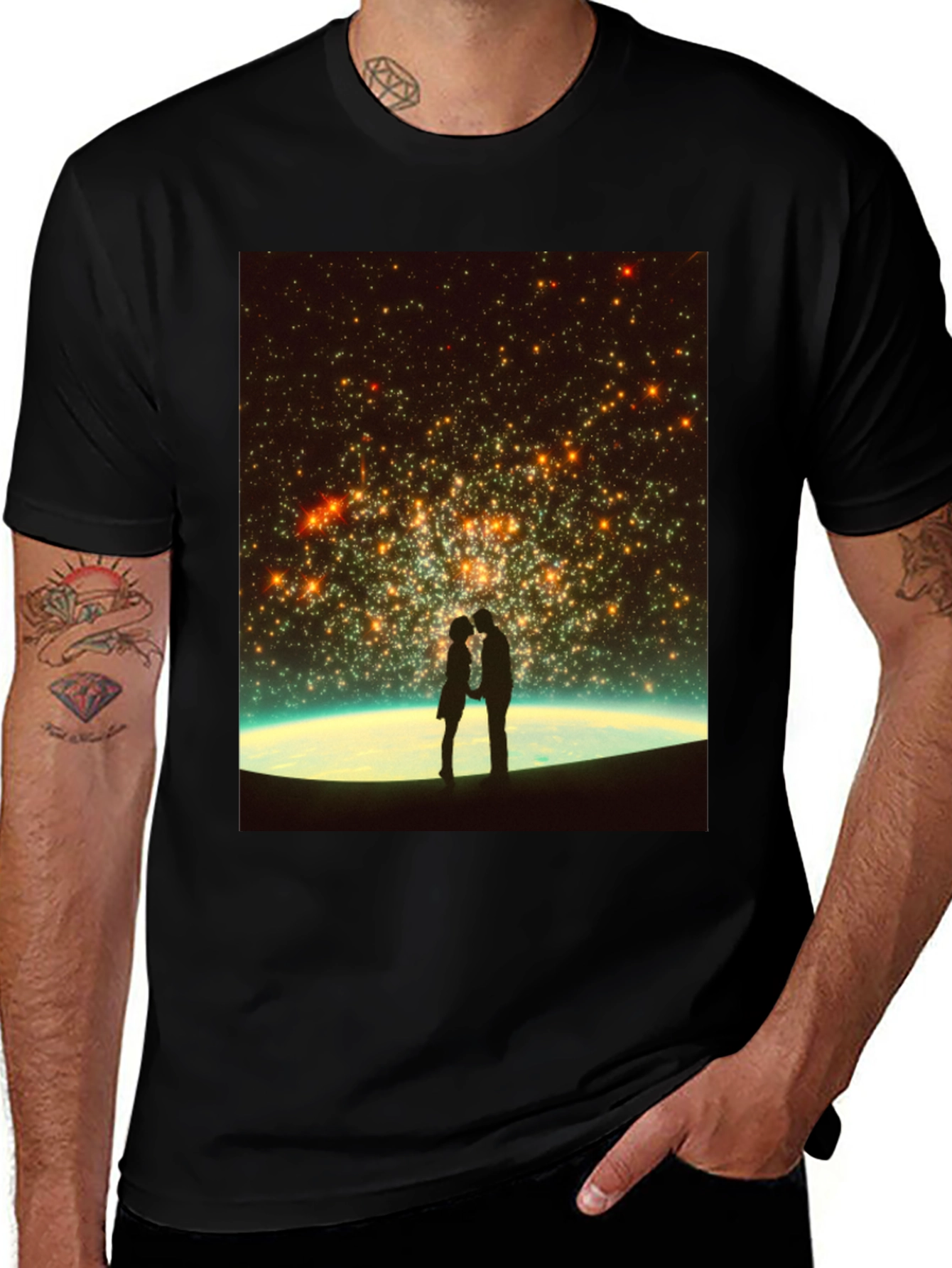 Variant 4 of Romantic Stargaze T-Shirt - Unisex Black Tee