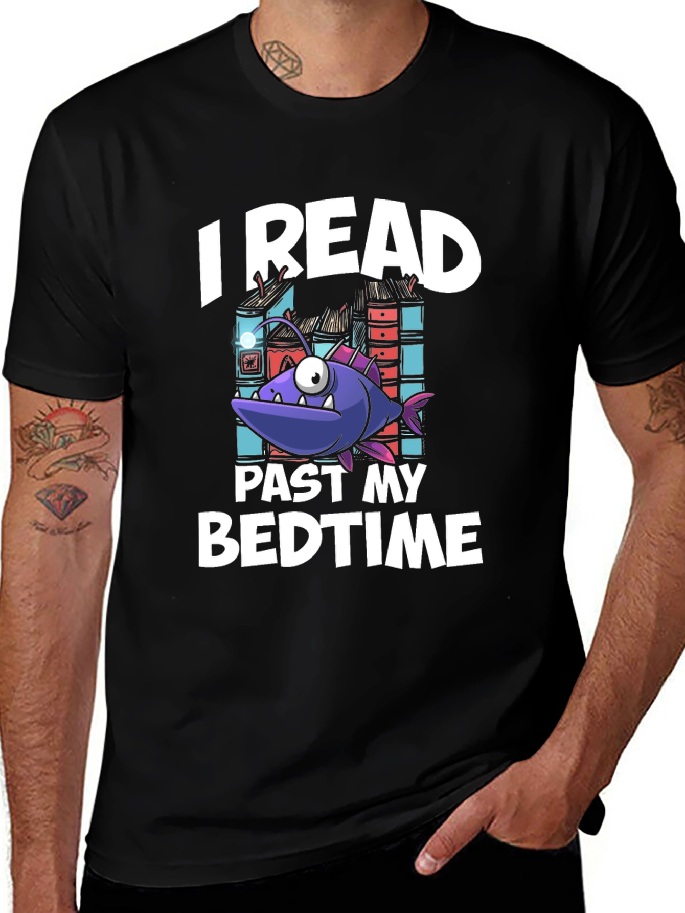 Variant 16 of Funny Bookworm T-Shirt - I Read Past My Bedtime!