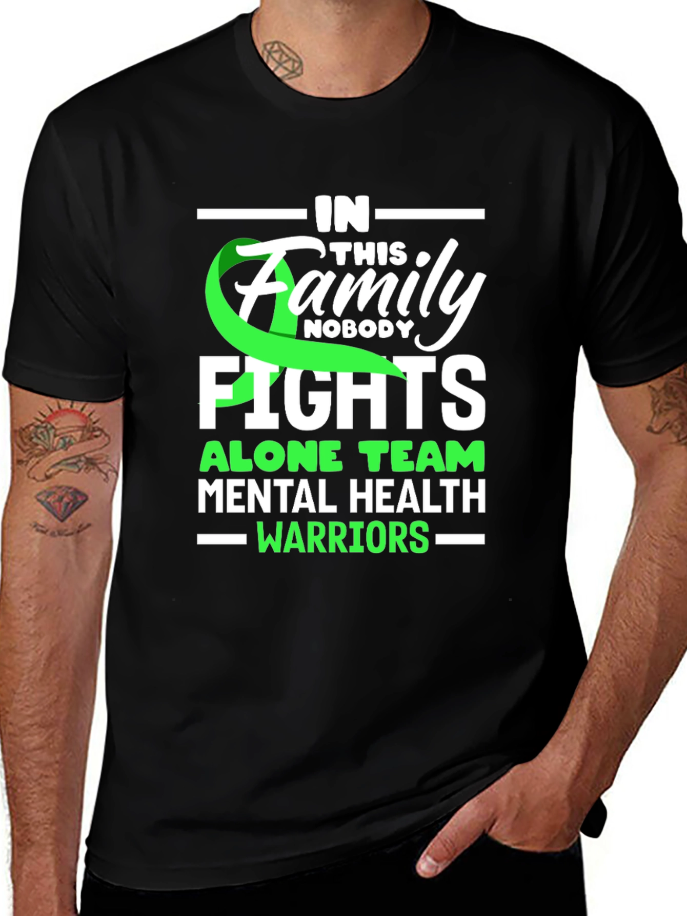 Variant 27 of Mental Health Awareness T-Shirt - Family Fights Alone