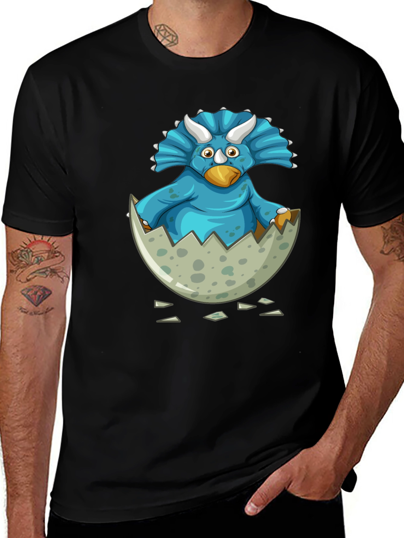 Dino Hatching T-Shirt - Cute Triceratops Design