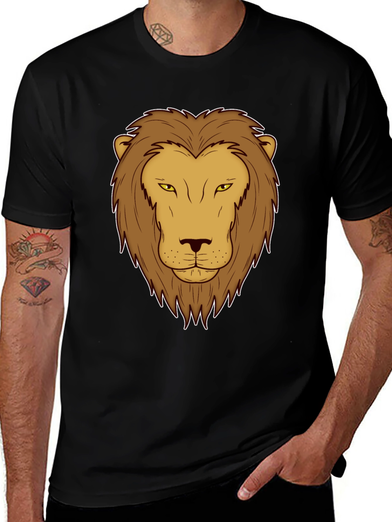 Variant 7 of Lion Graphic Black T-Shirt - Men's Casual Tee