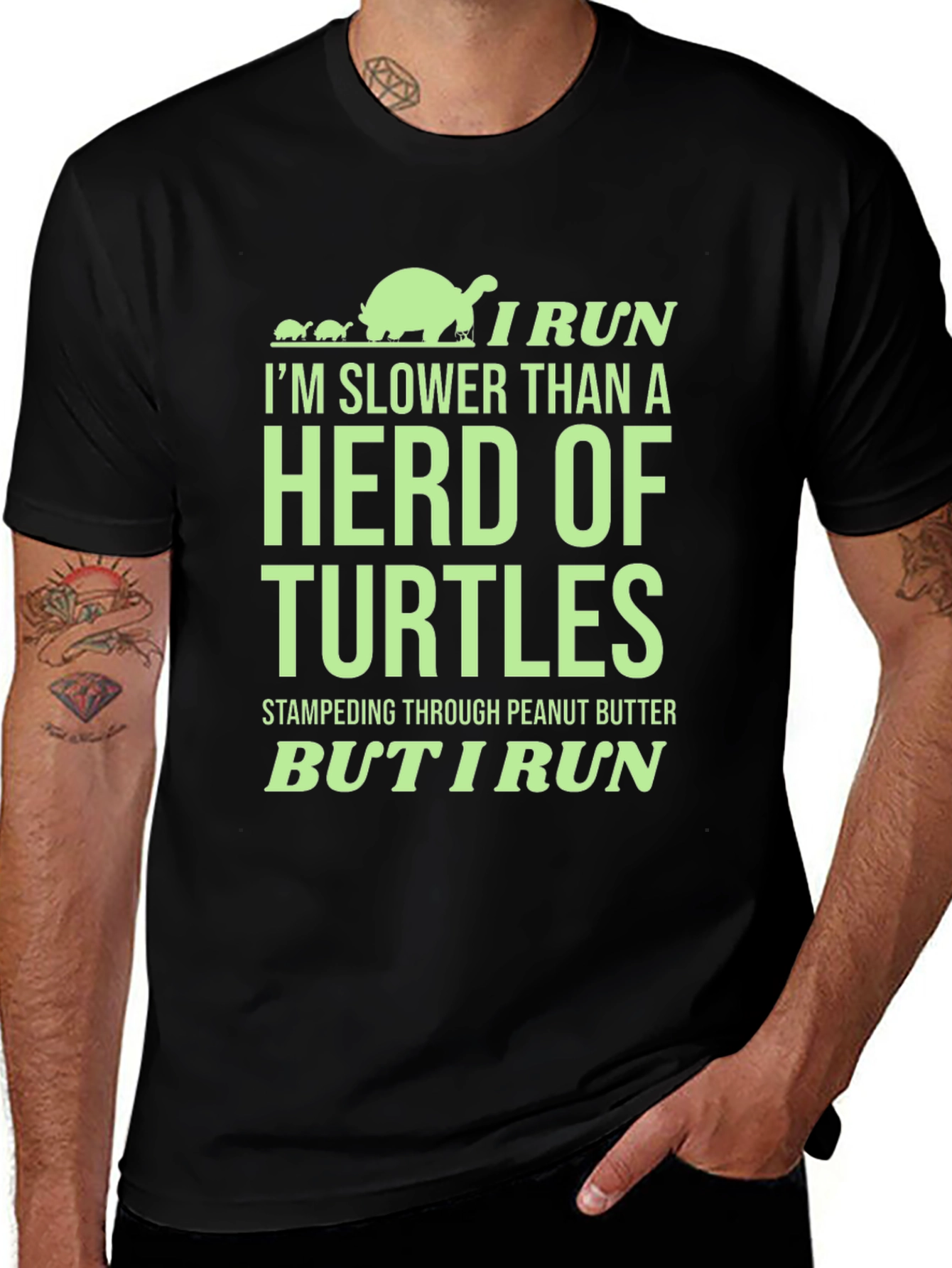 Variant 5 of Funny Turtle Run T-Shirt: Herd of Turtles - I Run