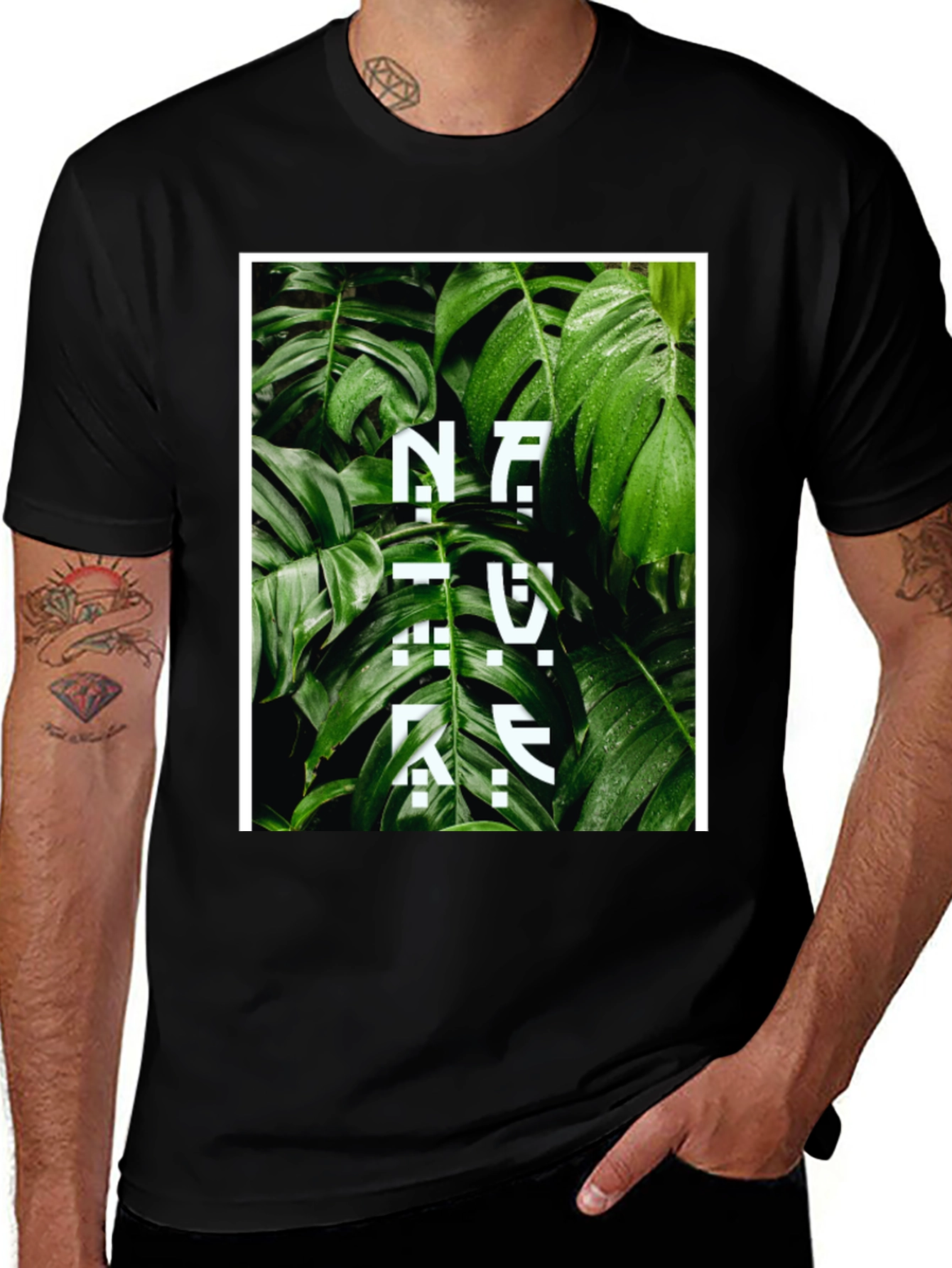 Variant 20 of Nature Inspired Graphic Tee - Stylish Black Cotton T-Shirt