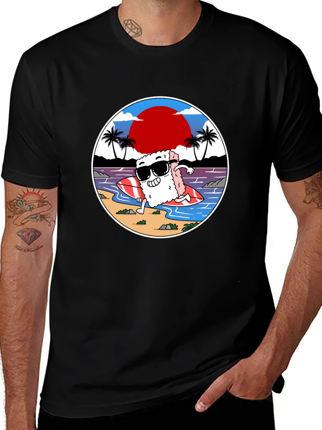 Variant 15 of Sushi Surfer Graphic Tee - Cool Beach Vibes!