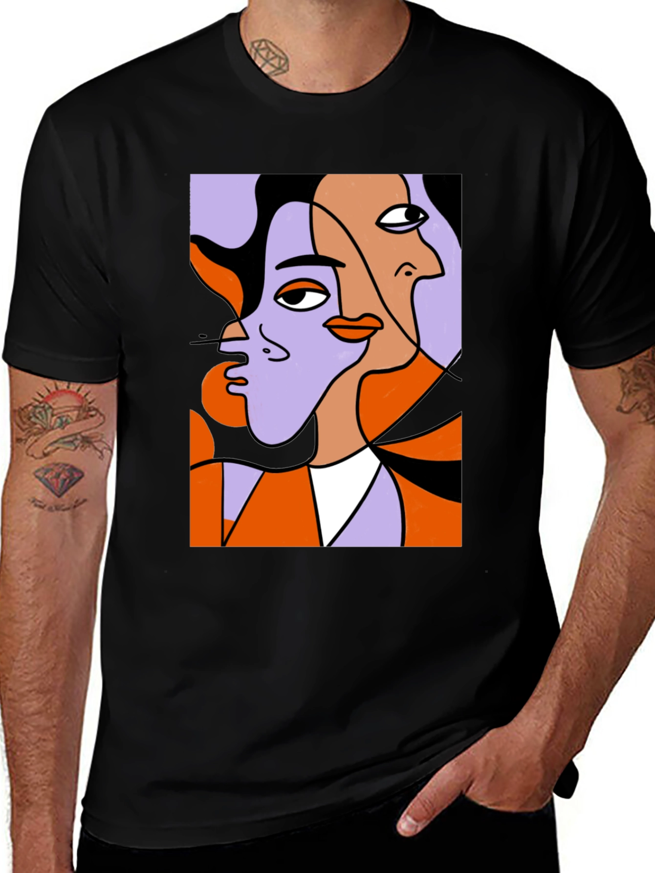 Variant 17 of Abstract Faces Graphic Tee - Modern Art T-Shirt