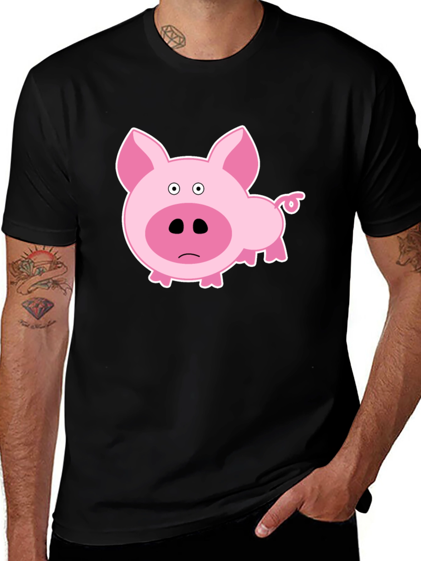 Variant 11 of Pig Graphic T-Shirt - Black Cotton Tee