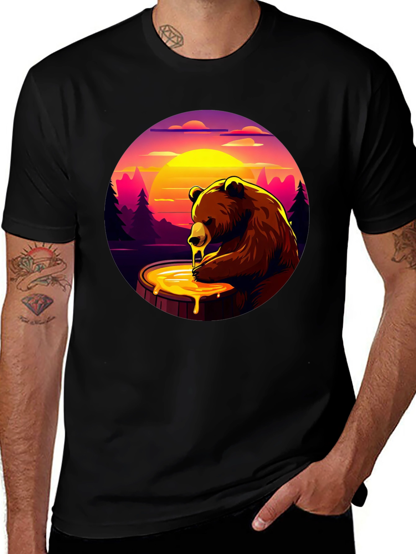 Variant 2 of Honey Bear Graphic T-Shirt - Black
