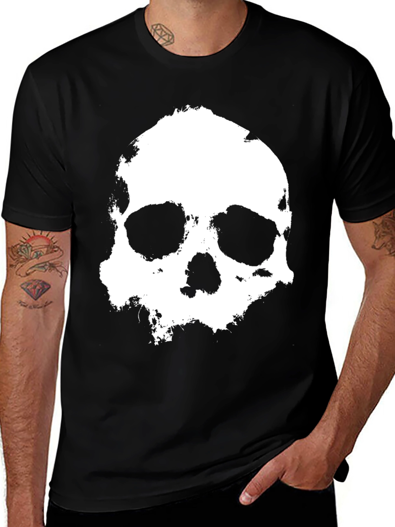 Variant 21 of Skull Graphic Black Cotton T-Shirt