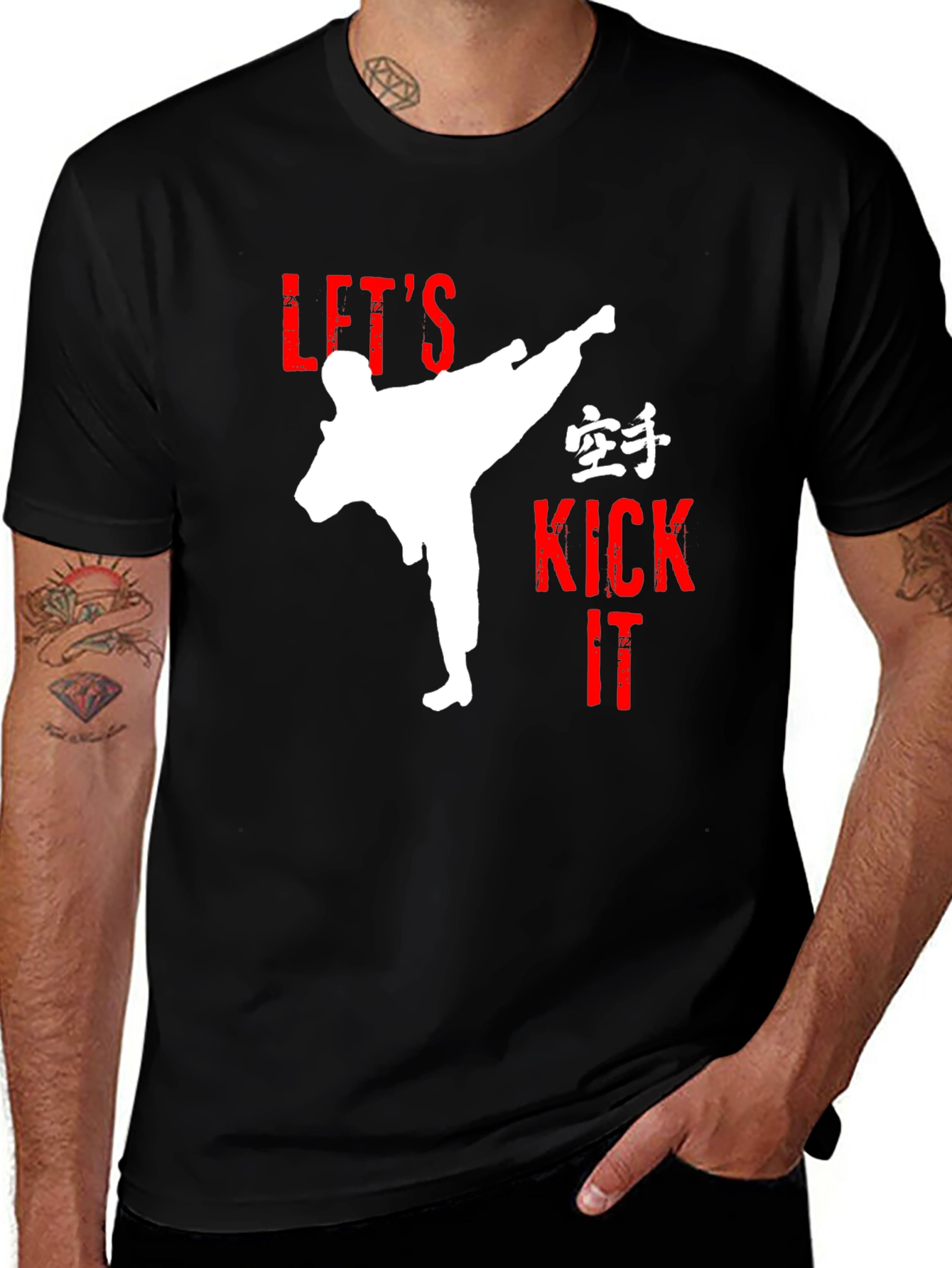 Variant 23 of Let's Kick It Black T-Shirt Karate Graphic Tee