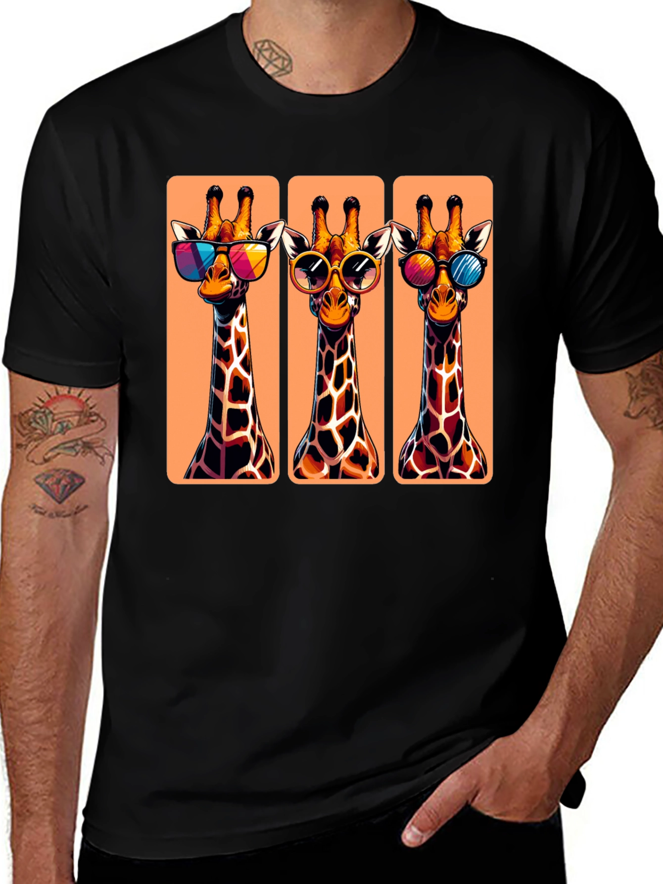 Variant 6 of Cool Giraffes T-Shirt - Stylish Animal Graphic Tee