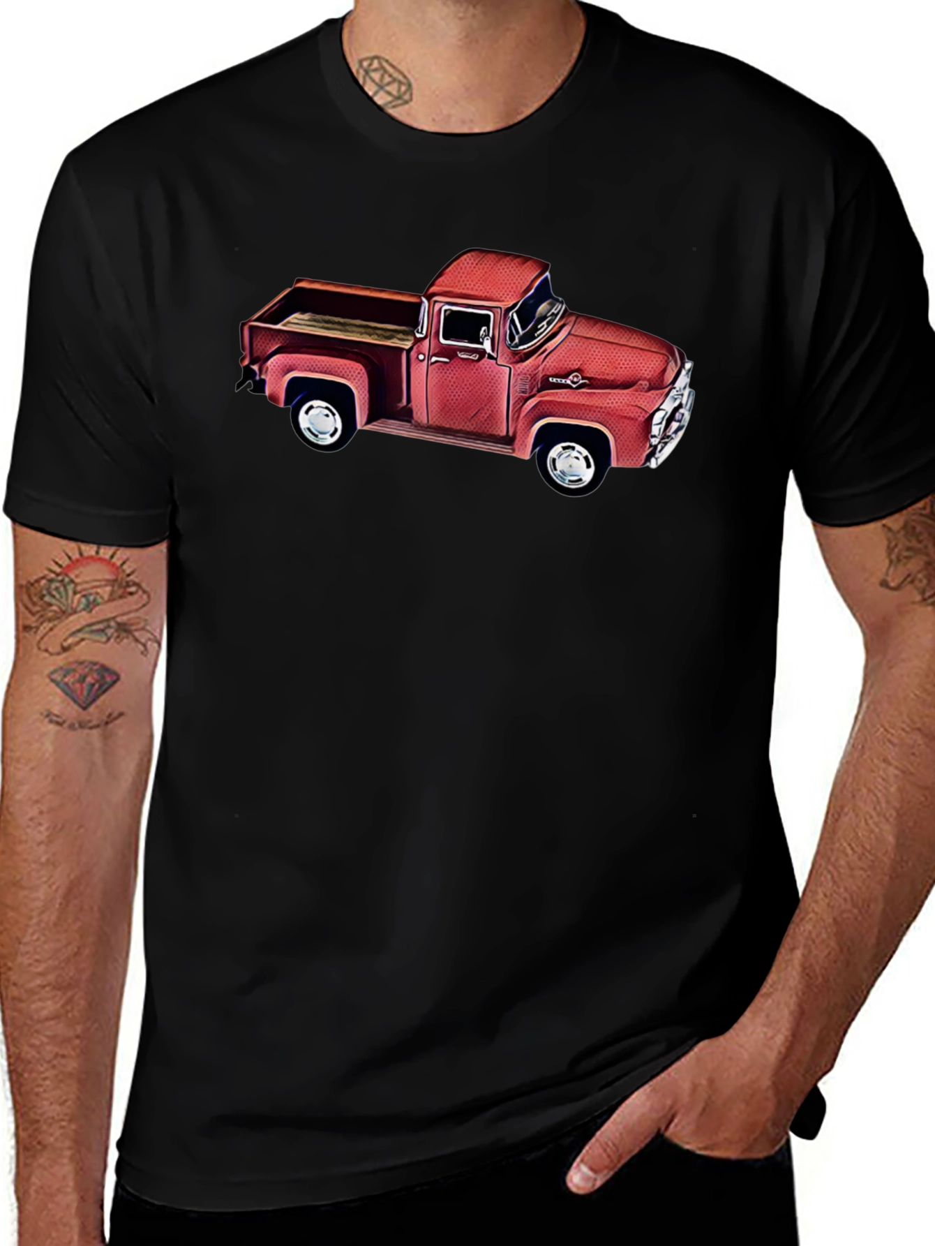 Variant 19 of Vintage Red Truck Graphic T-Shirt - Classic Car Tee