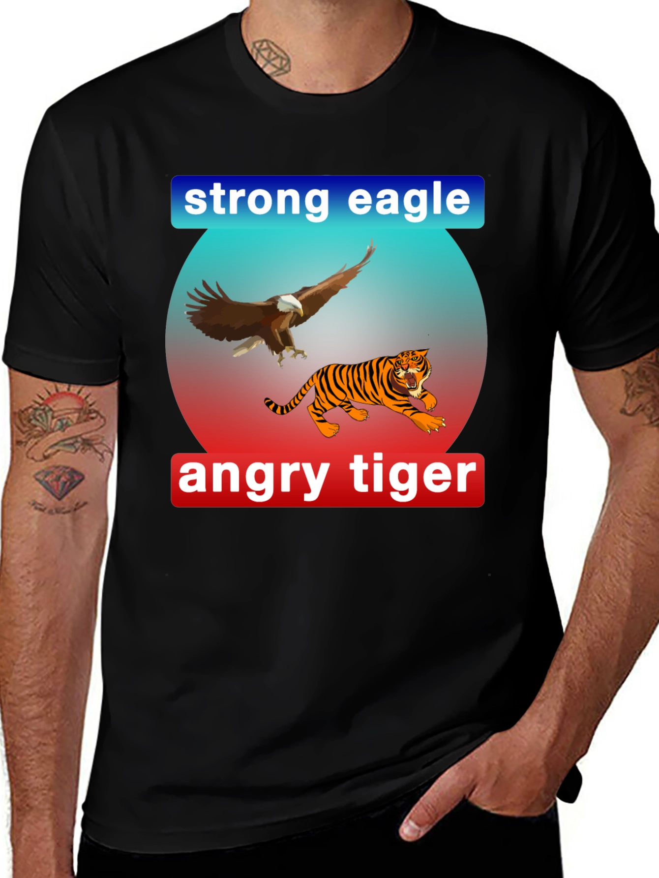 Variant 18 of Strong Eagle Angry Tiger Graphic Tee