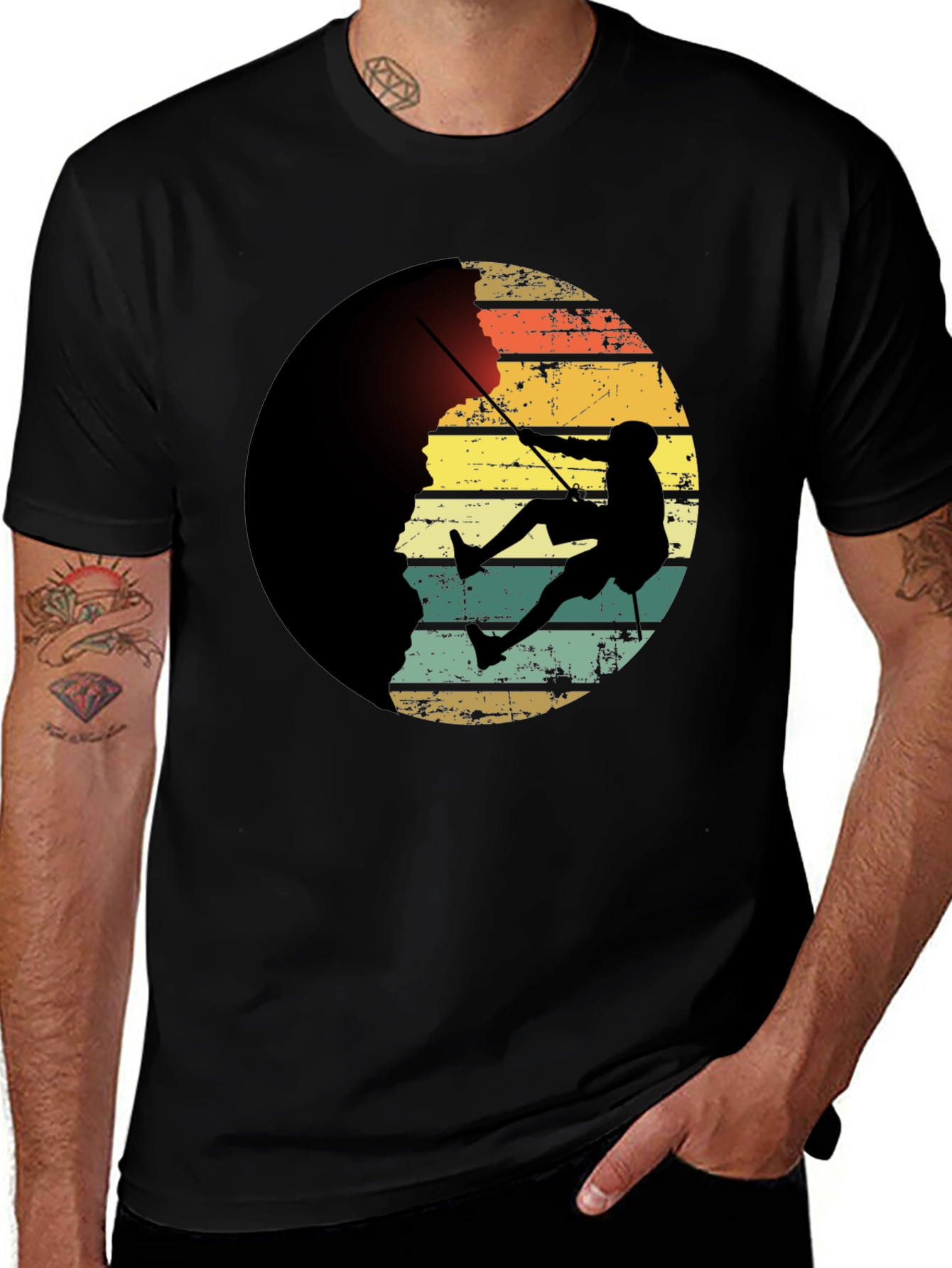 Variant 7 of Climber Retro Graphic Tee - Men's Black T-Shirt