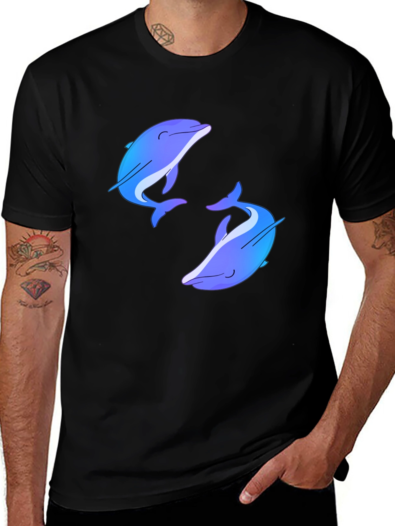 Variant 2 of Dolphin Duo Graphic Black Tee