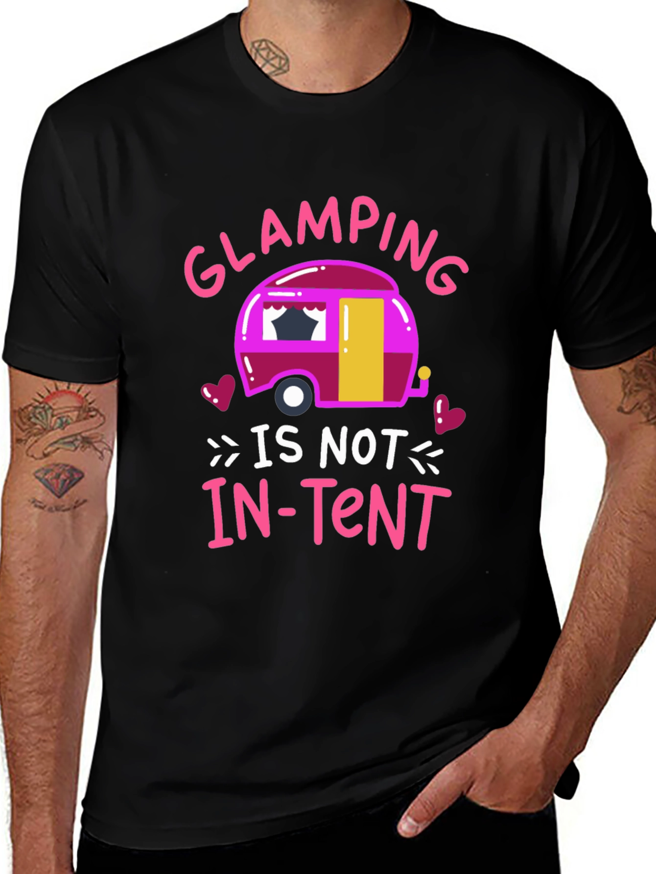 Variant 6 of Glamping is Not In-Tent Black Graphic T-Shirt
