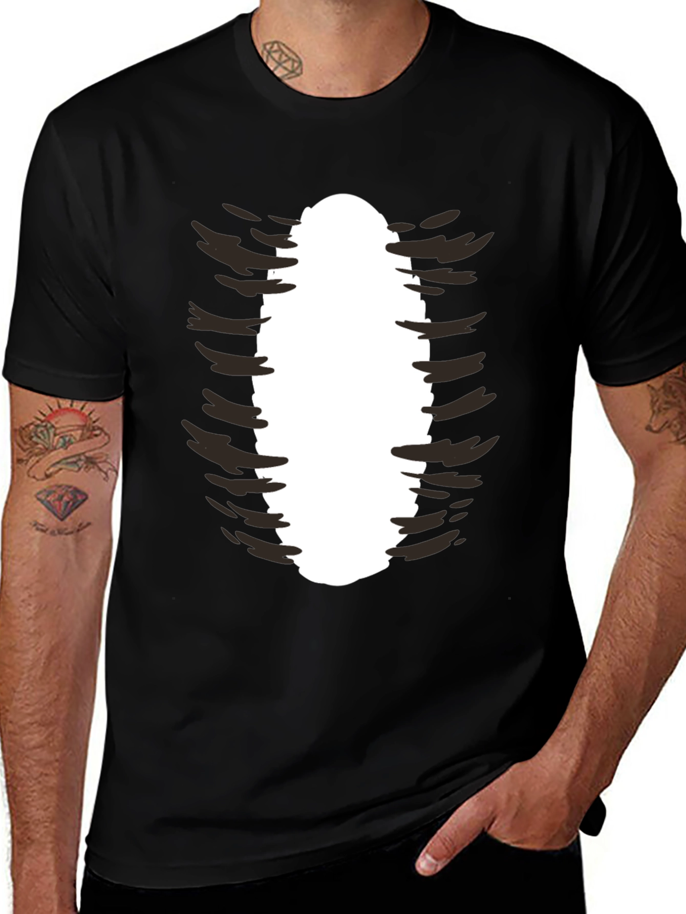 Variant 8 of Ripped Rib Cage Graphic Tee - Black T-Shirt