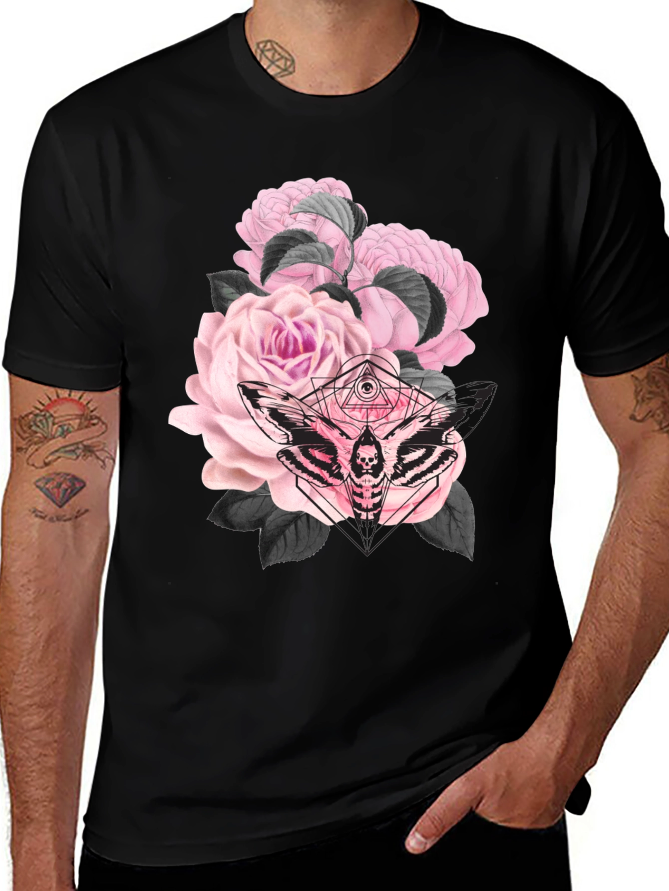 Variant 14 of Gothic Floral Moth Black T-Shirt