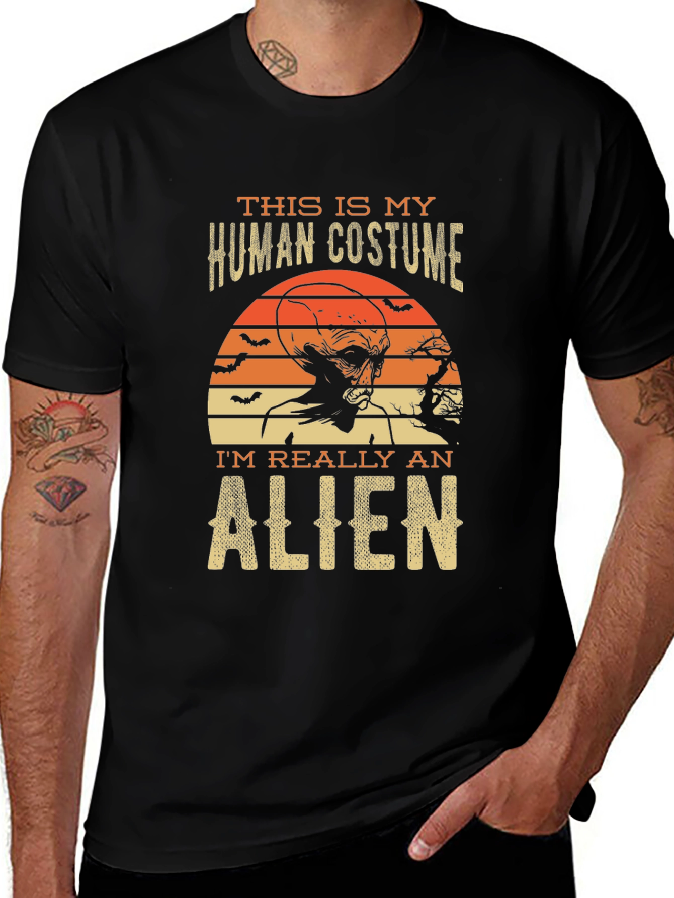 Variant 27 of Human Costume Alien T-Shirt - Fun Halloween Tee