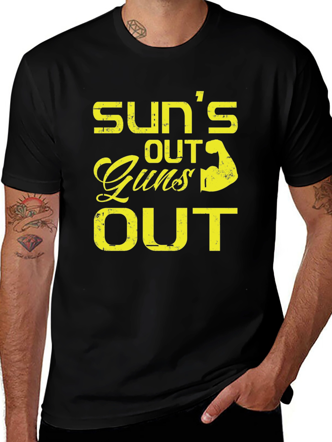 Variant 14 of Sun's Out Guns Out Graphic Tee - Black