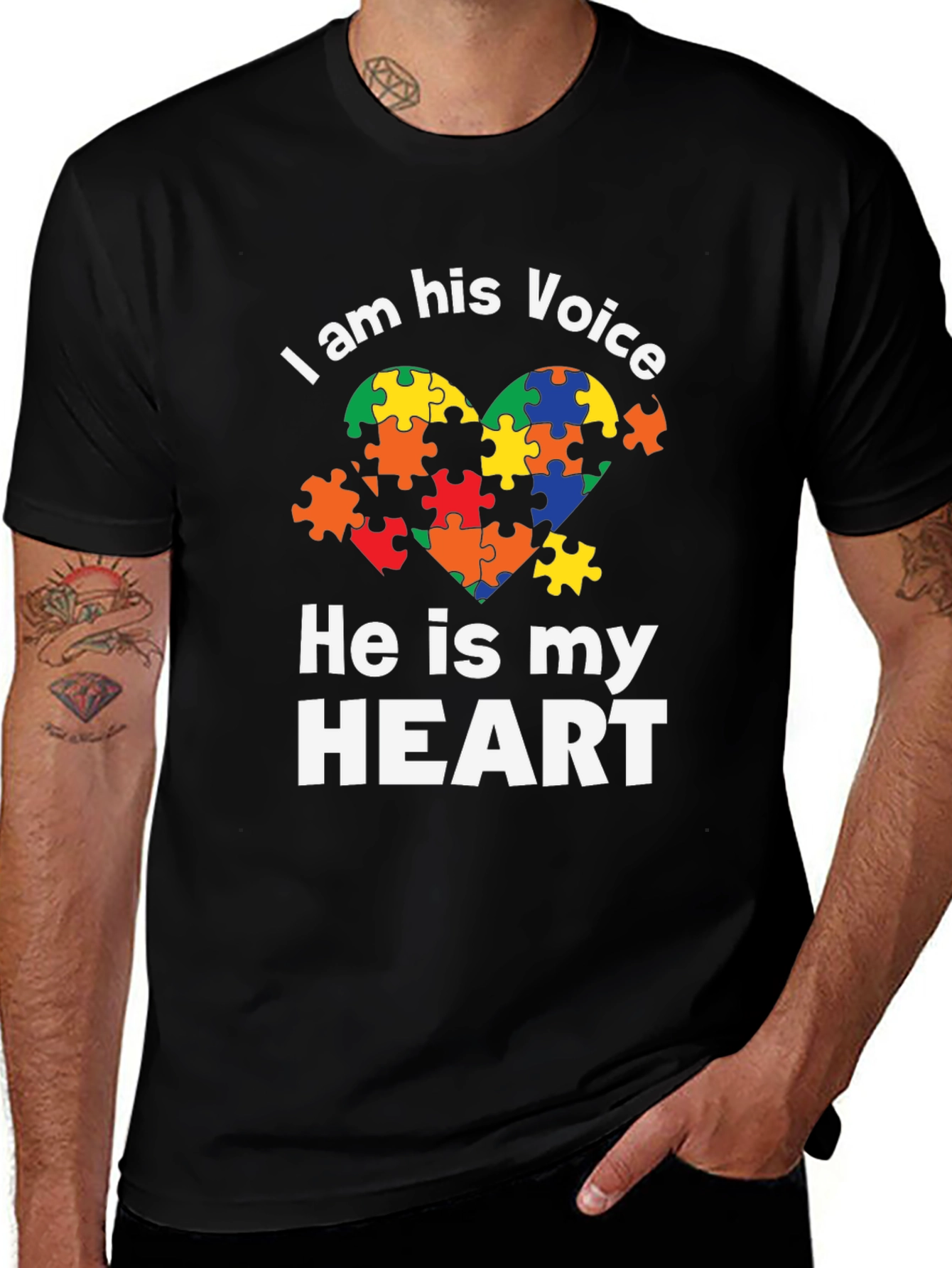Variant 21 of Autism Awareness T-Shirt - I am his Voice, He is my Heart