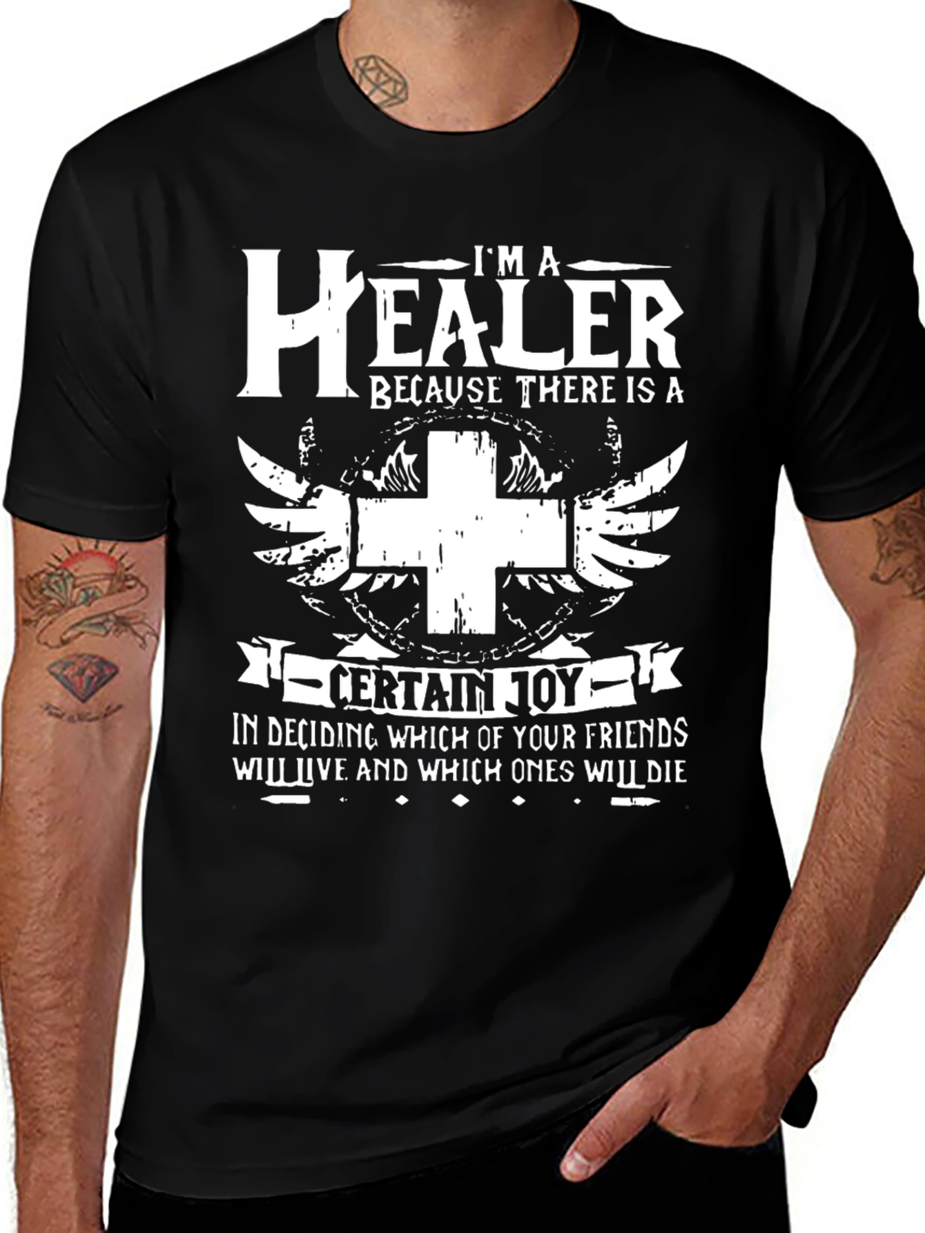 Variant 27 of Healer Graphic Tee - Black Cotton Blend