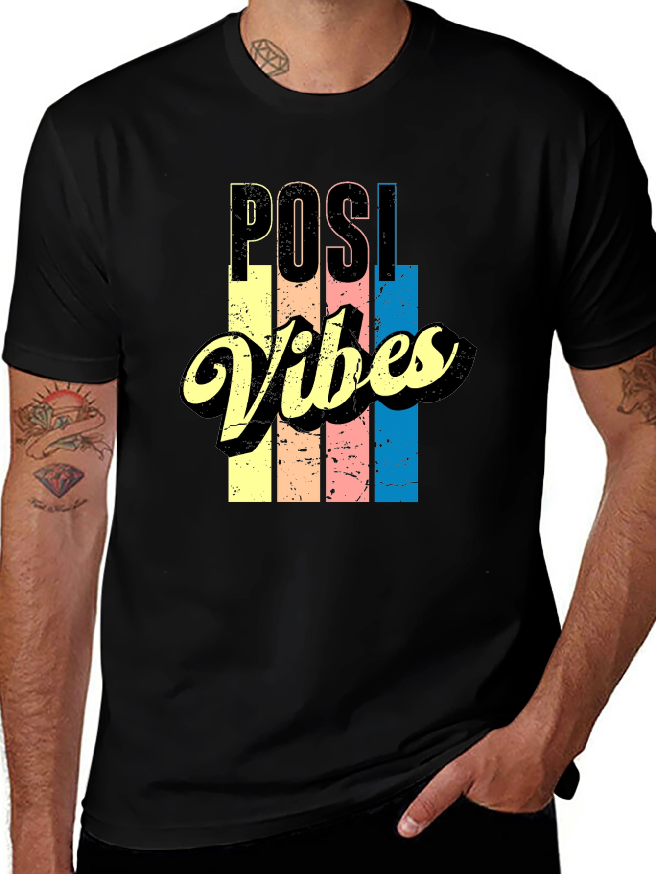 Variant 2 of Posi Vibes T-Shirt - Retro Style