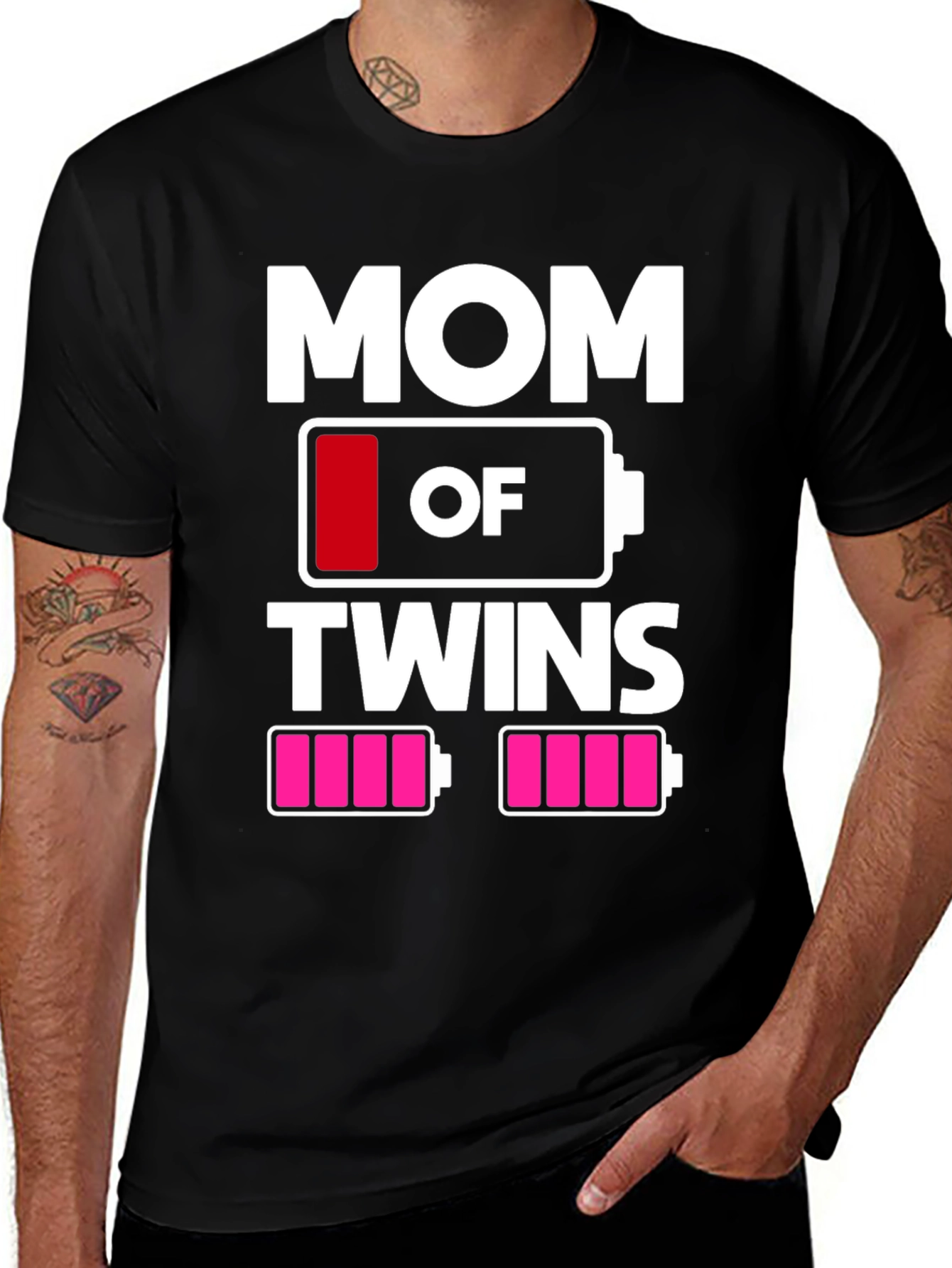 Mom of Twins T-Shirt - Low Battery Design