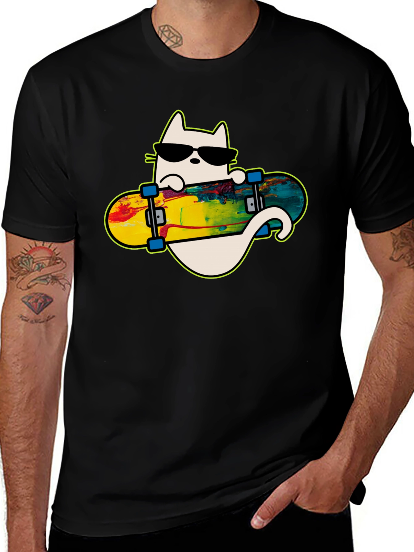 Variant 10 of Cool Cat Skateboarder Graphic Tee