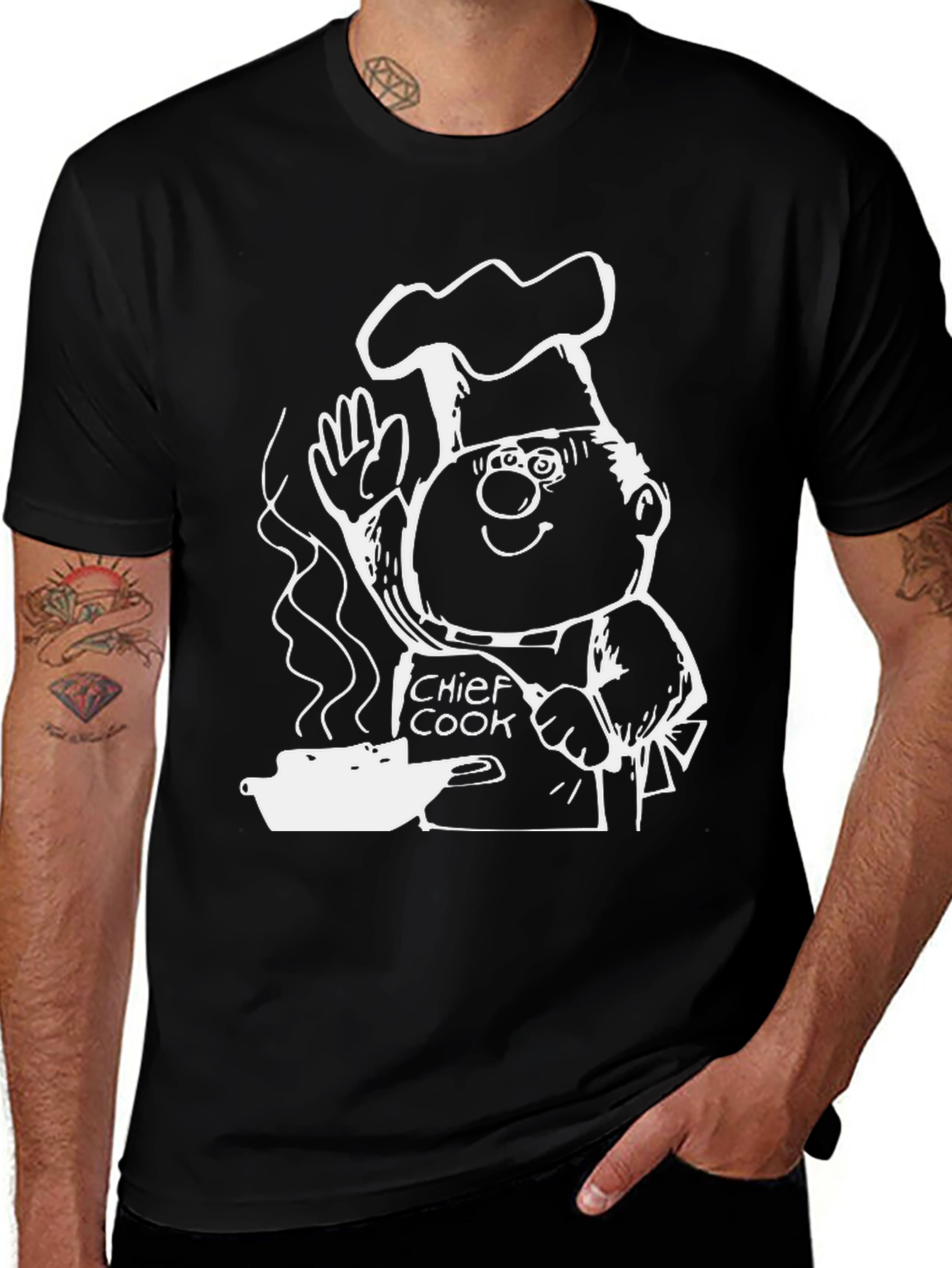 Chef Cook Graphic T-Shirt - Black Cotton Tee