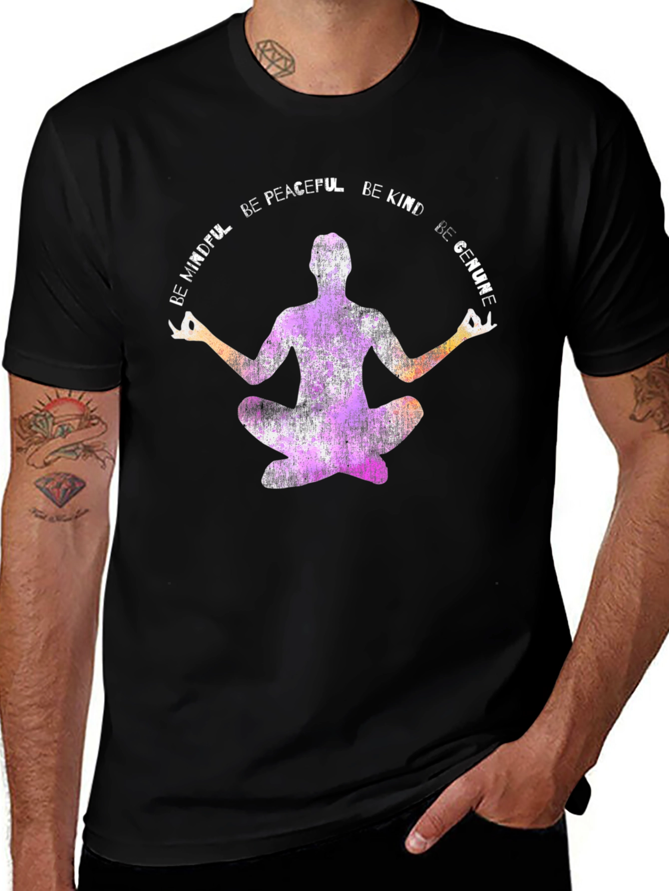 Variant 8 of Mindful Yoga T-Shirt - Be Kind Peaceful Genuine