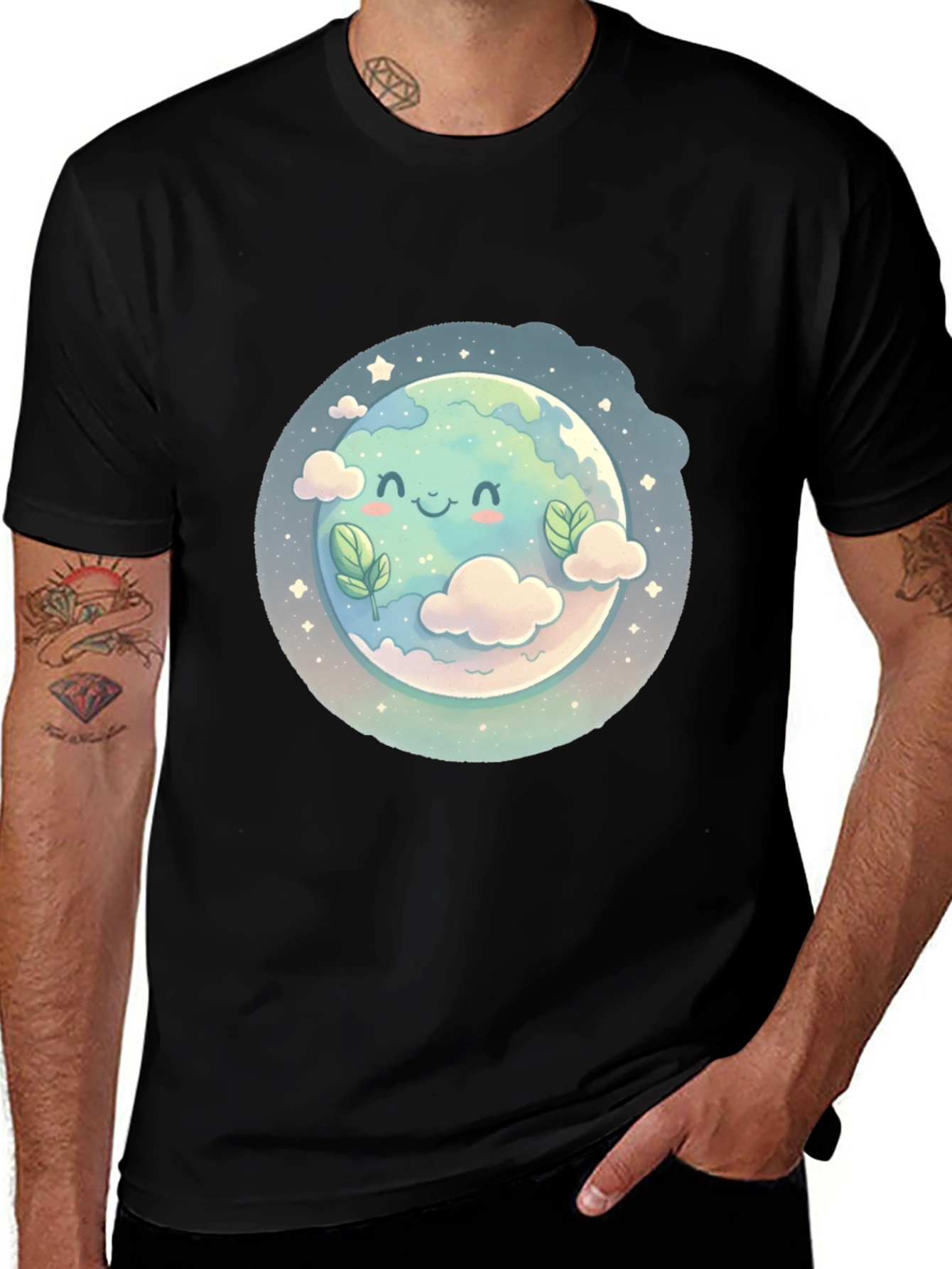Variant 7 of Cute Earth Cartoon Graphic T-Shirt