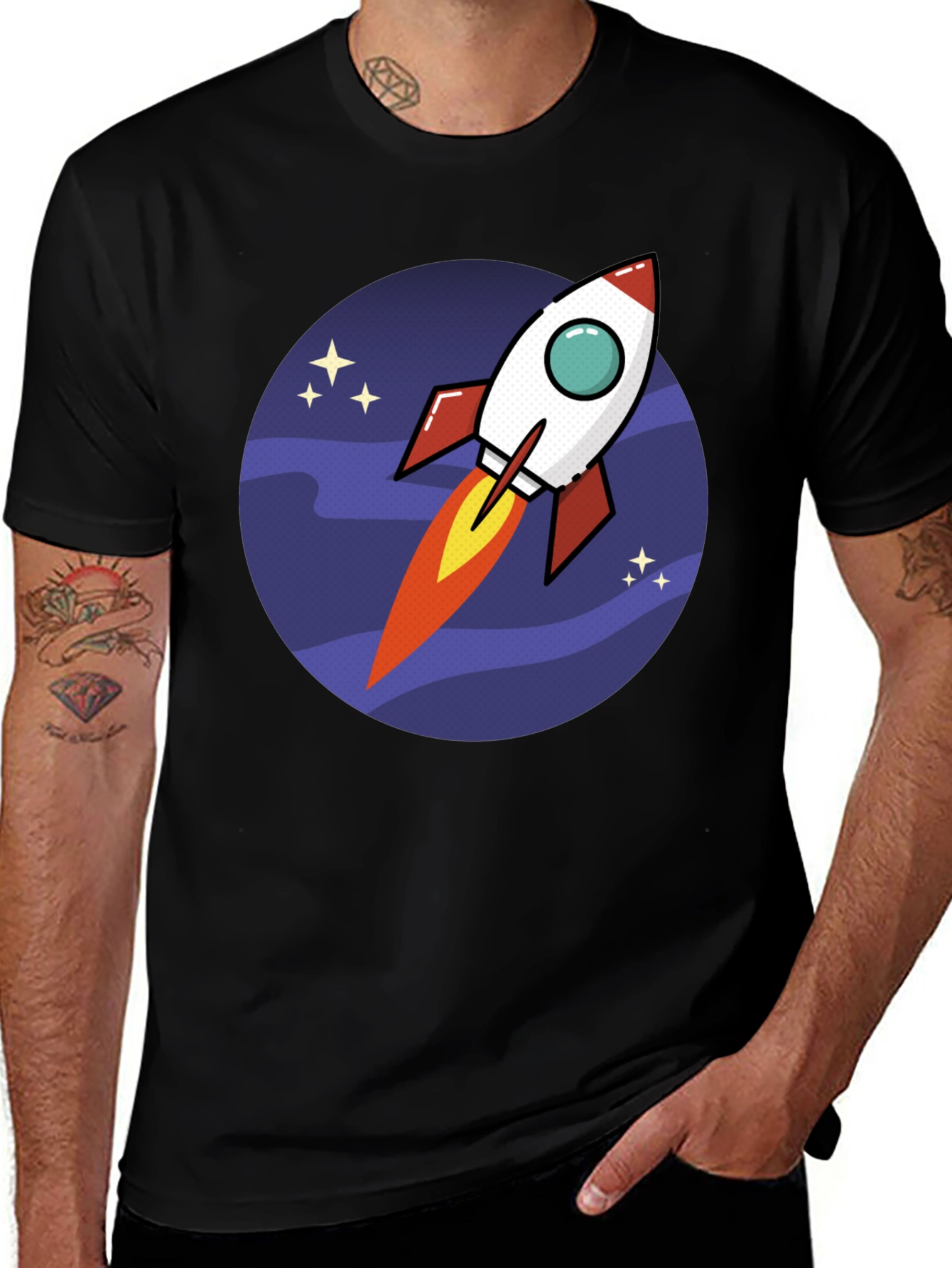 Variant 19 of Rocket in Space T-Shirt - Fun Design