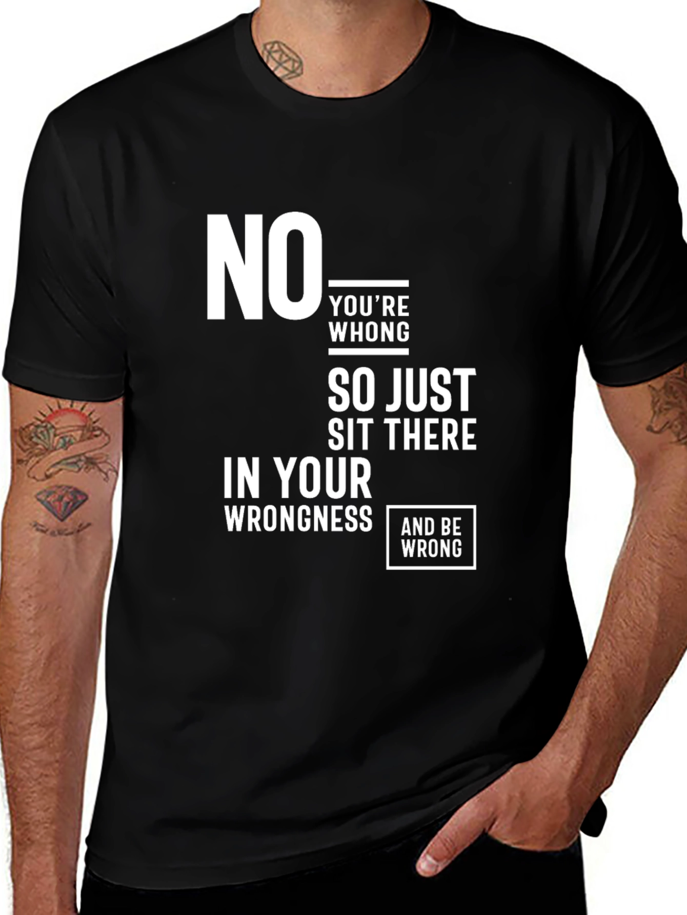 Variant 14 of Humorous 'Wrongness' Graphic Tee - Black