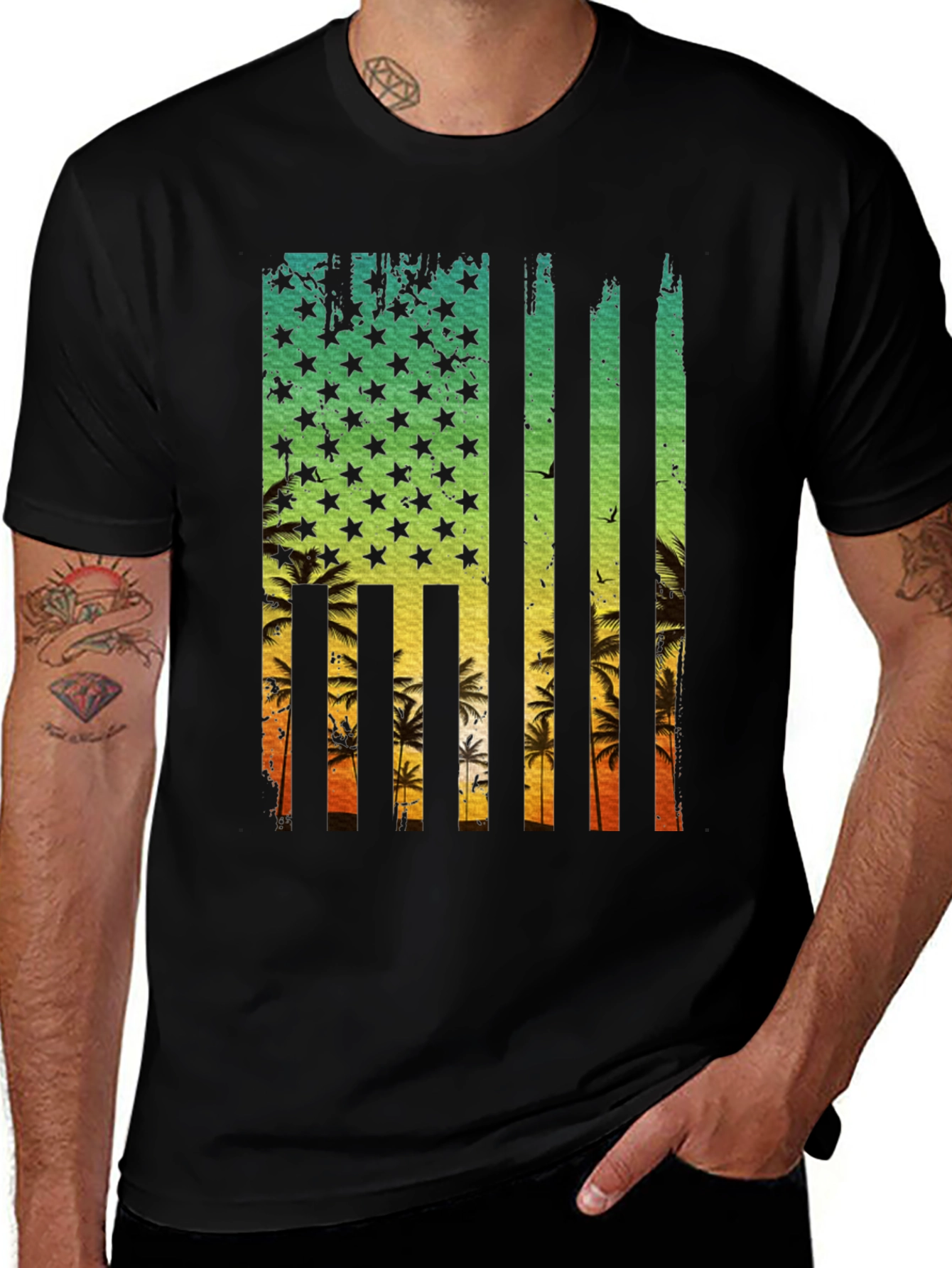 Variant 19 of Tropical American Flag T-Shirt